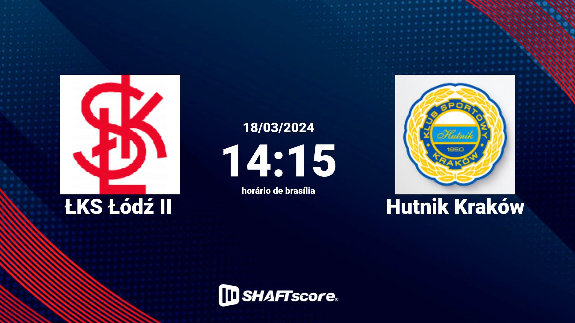 Estatísticas do jogo ŁKS Łódź II vs Hutnik Kraków 18.03 14:15