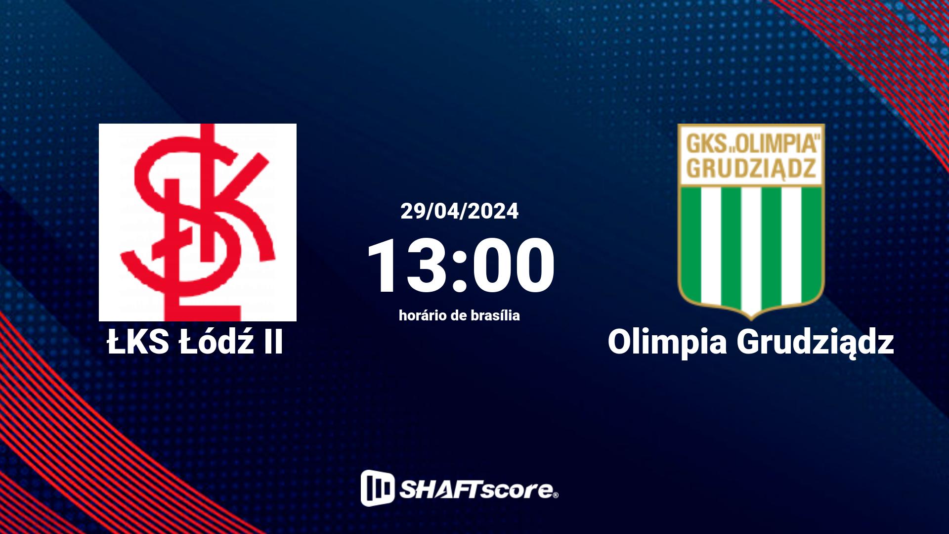 Estatísticas do jogo ŁKS Łódź II vs Olimpia Grudziądz 29.04 13:00