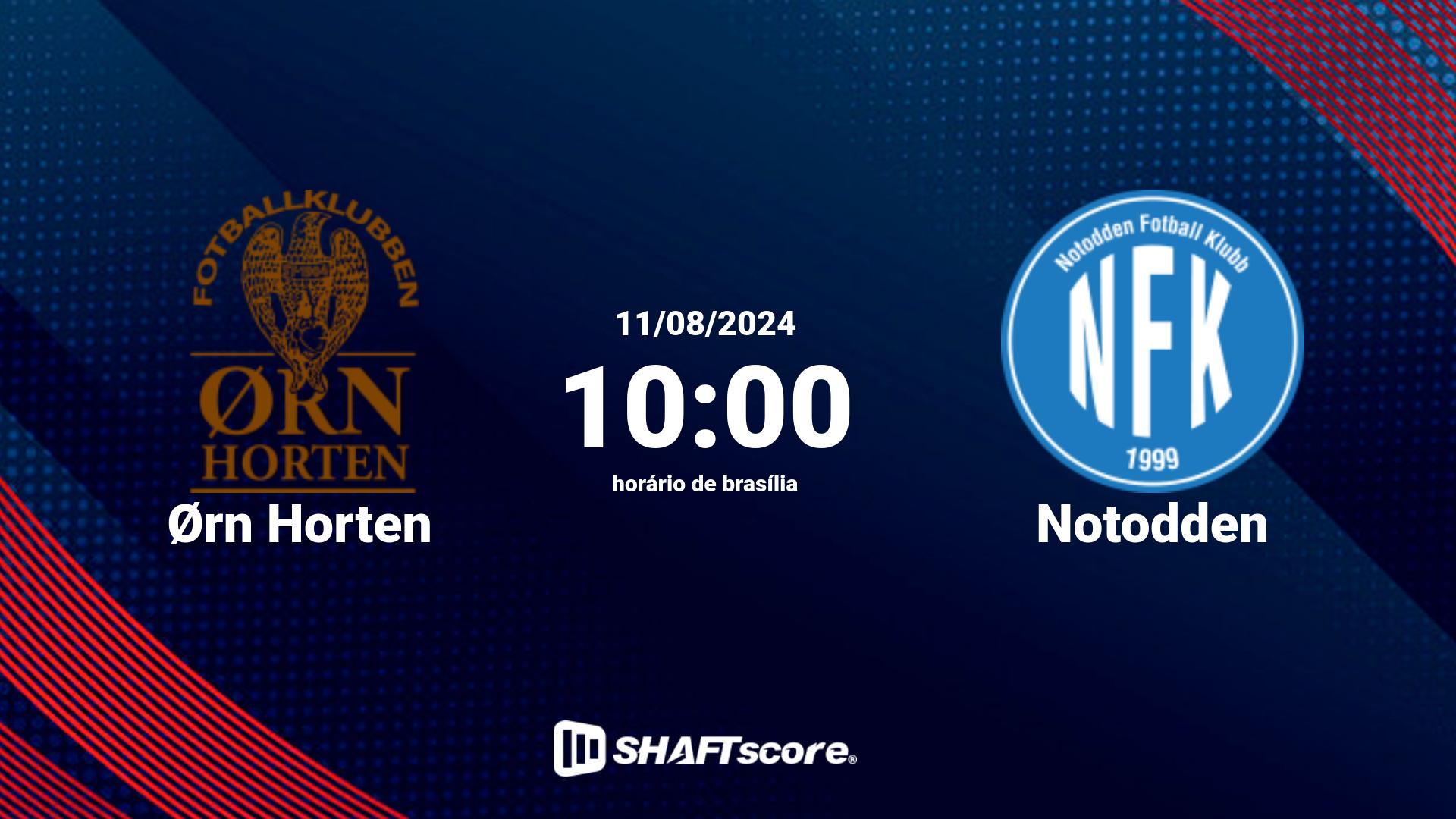 Estatísticas do jogo Ørn Horten vs Notodden 11.08 10:00