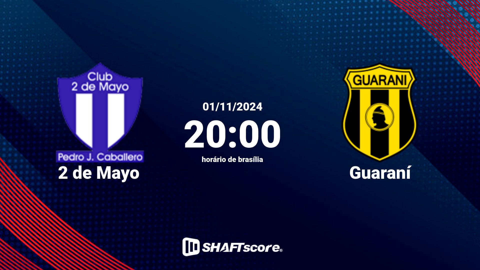 Estatísticas do jogo 2 de Mayo vs Guaraní 01.11 20:00