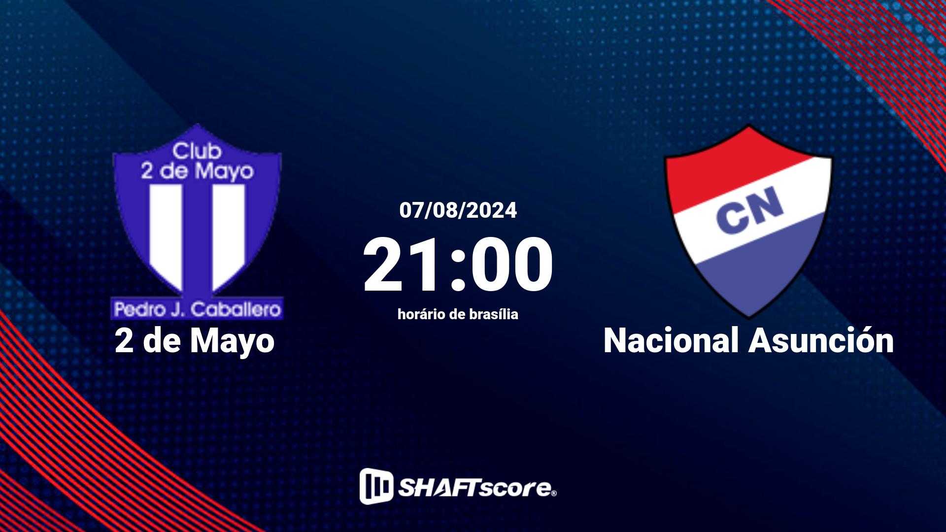 Estatísticas do jogo 2 de Mayo vs Nacional Asunción 07.08 21:00