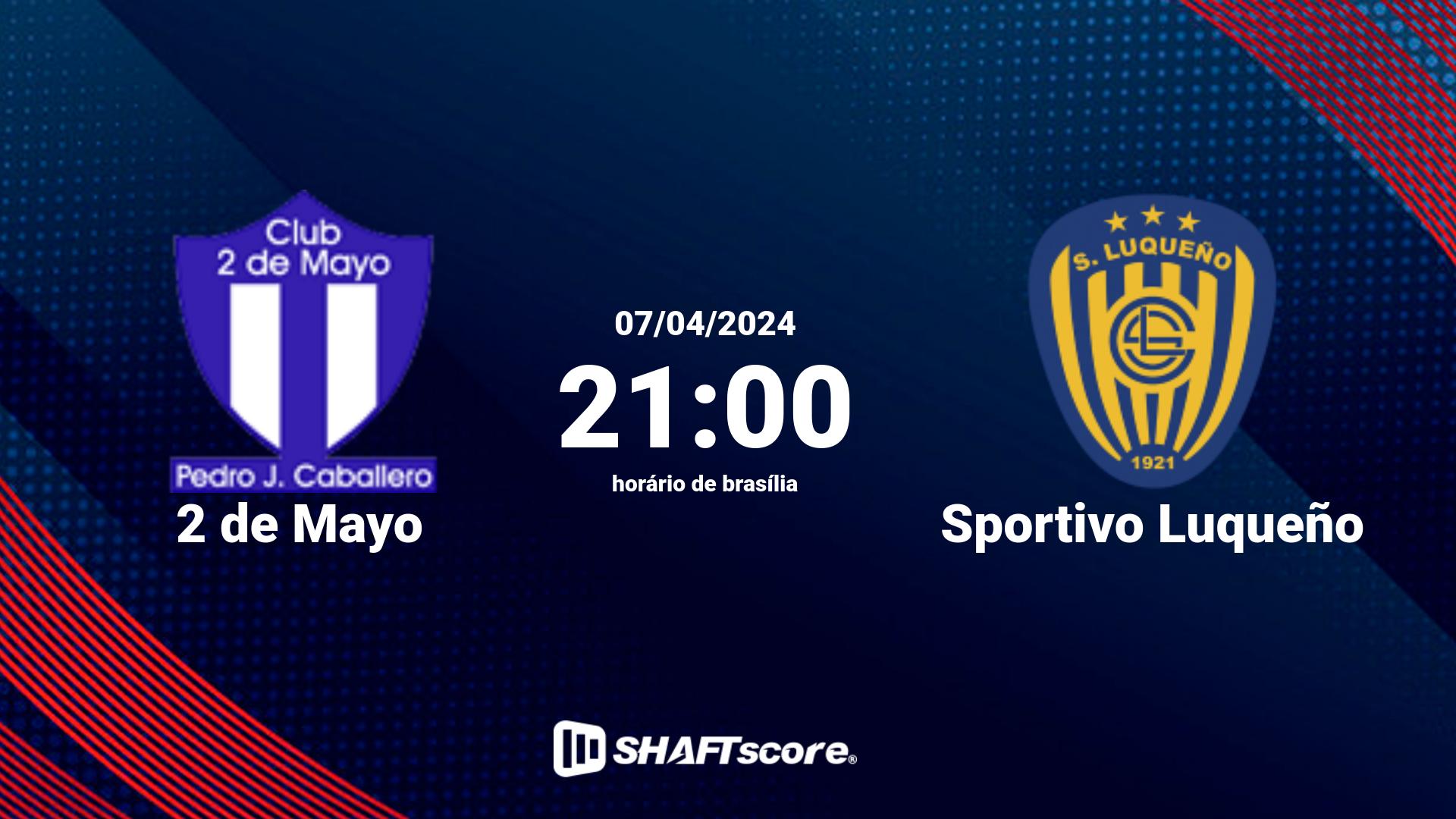 Estatísticas do jogo 2 de Mayo vs Sportivo Luqueño 07.04 21:00