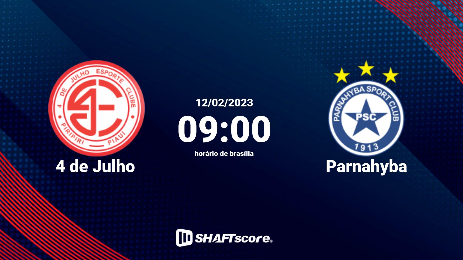 Estatísticas do jogo 4 de Julho vs Parnahyba 12.02 09:00