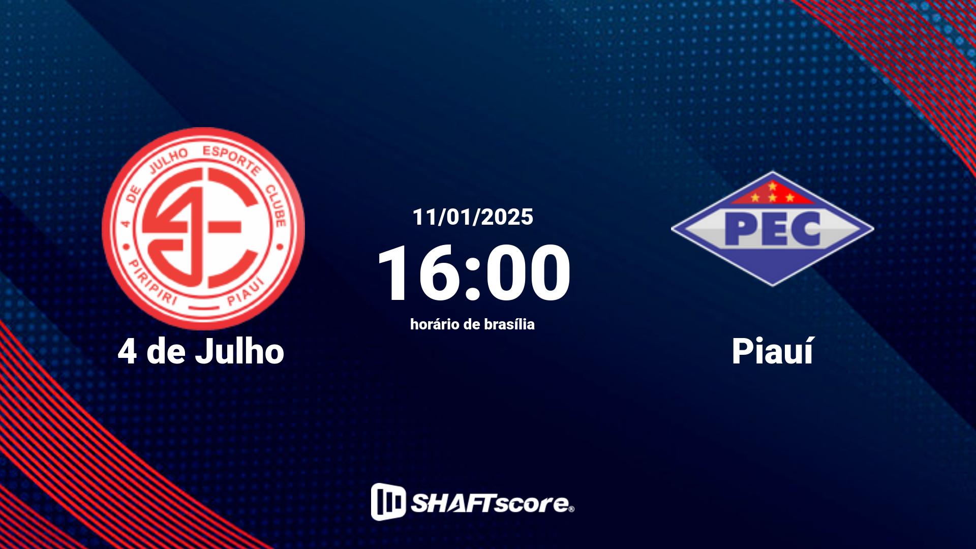 Estatísticas do jogo 4 de Julho vs Piauí 11.01 16:00