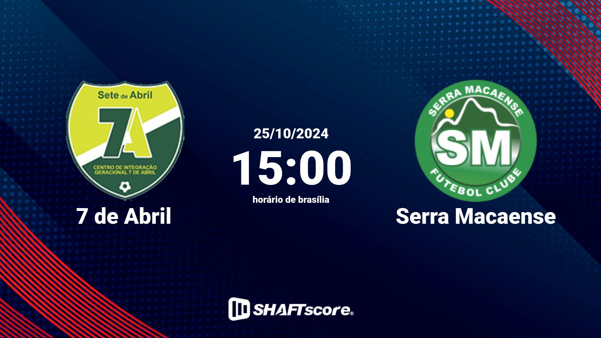 Estatísticas do jogo 7 de Abril vs Serra Macaense 25.10 15:00