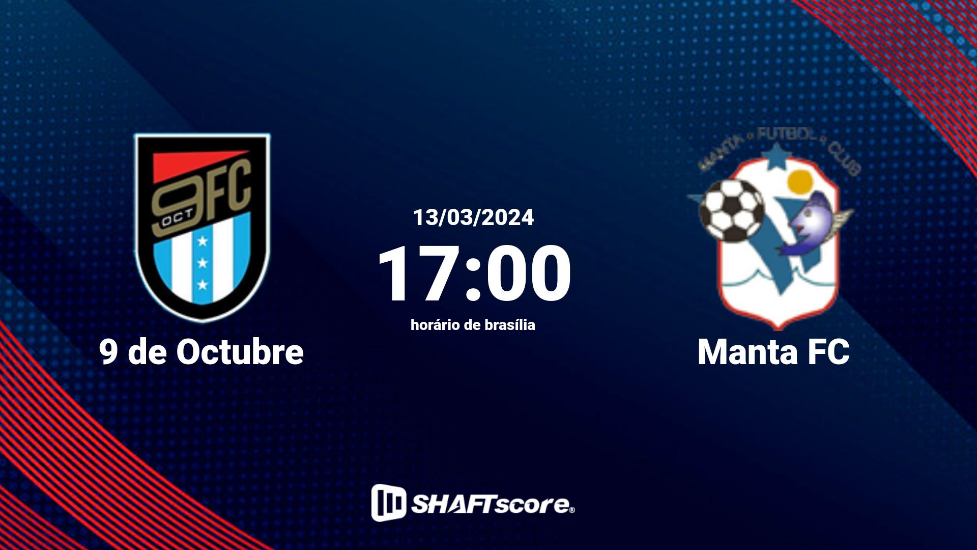 Estatísticas do jogo 9 de Octubre vs Manta FC 13.03 17:00