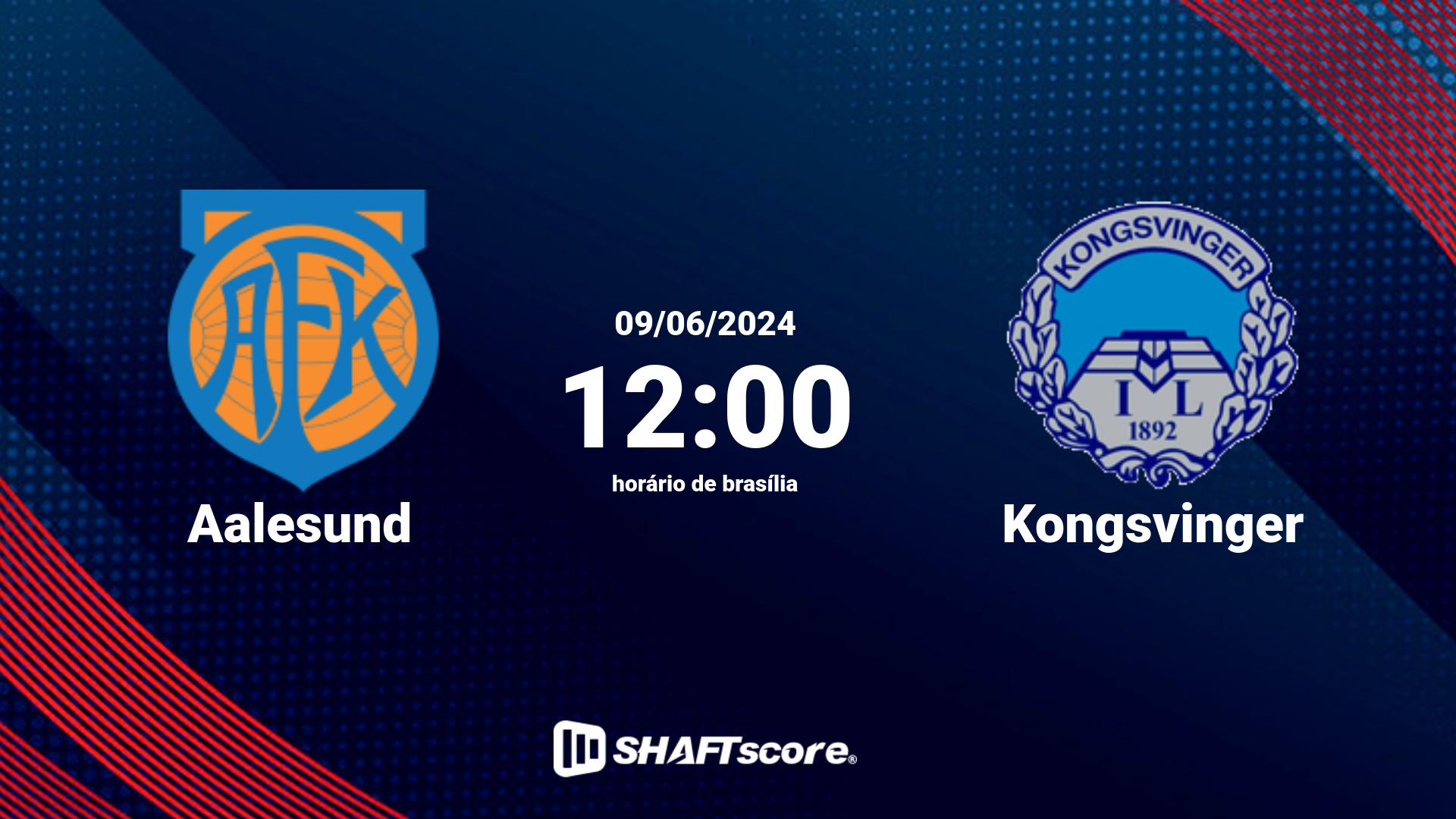 Estatísticas do jogo Aalesund vs Kongsvinger 09.06 12:00