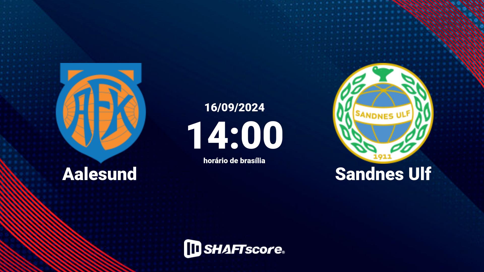 Estatísticas do jogo Aalesund vs Sandnes Ulf 16.09 14:00