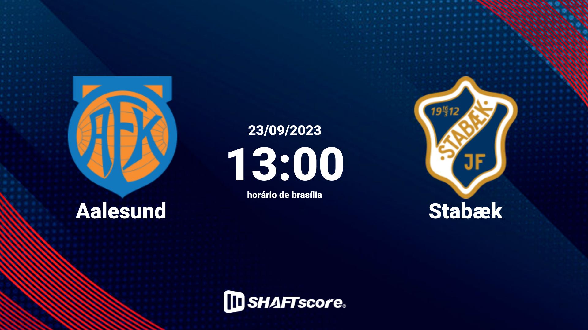 Estatísticas do jogo Aalesund vs Stabæk 23.09 13:00