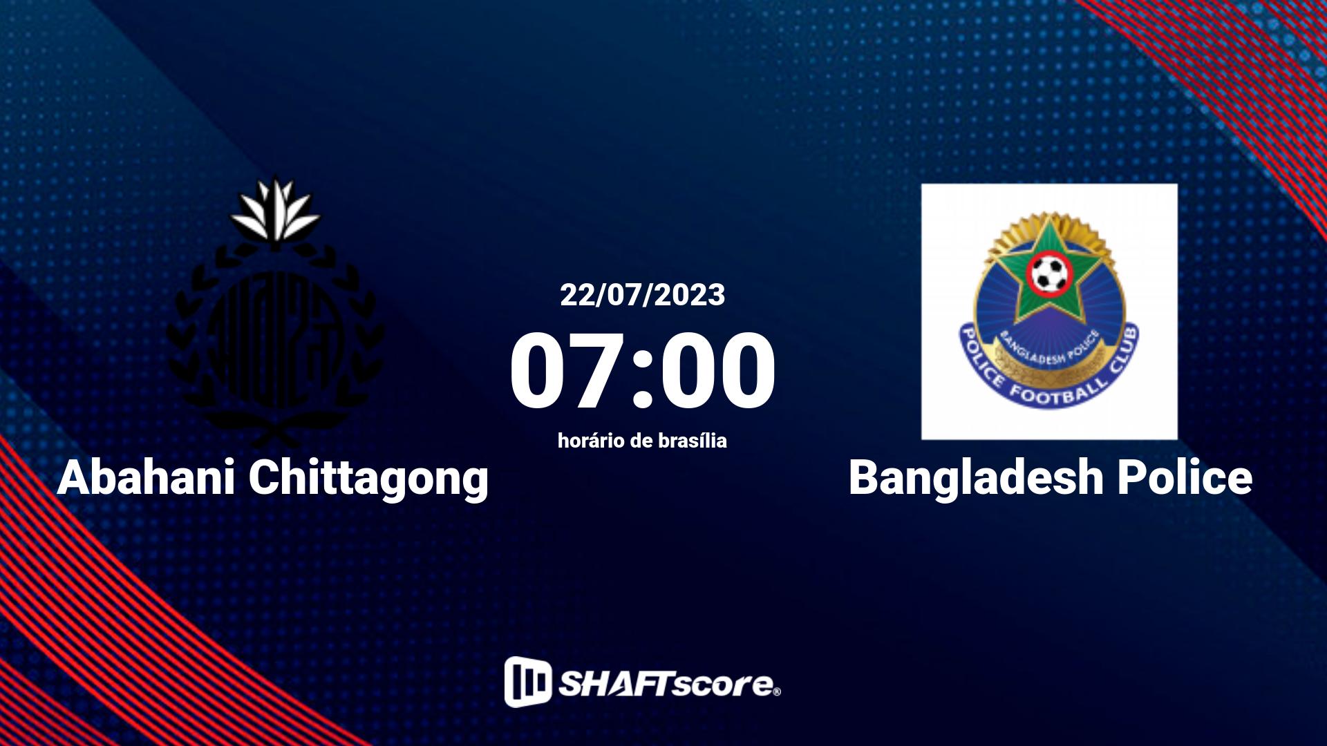 Estatísticas do jogo Abahani Chittagong vs Bangladesh Police 22.07 07:00