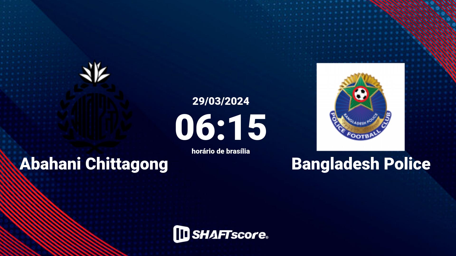 Estatísticas do jogo Abahani Chittagong vs Bangladesh Police 29.03 06:15