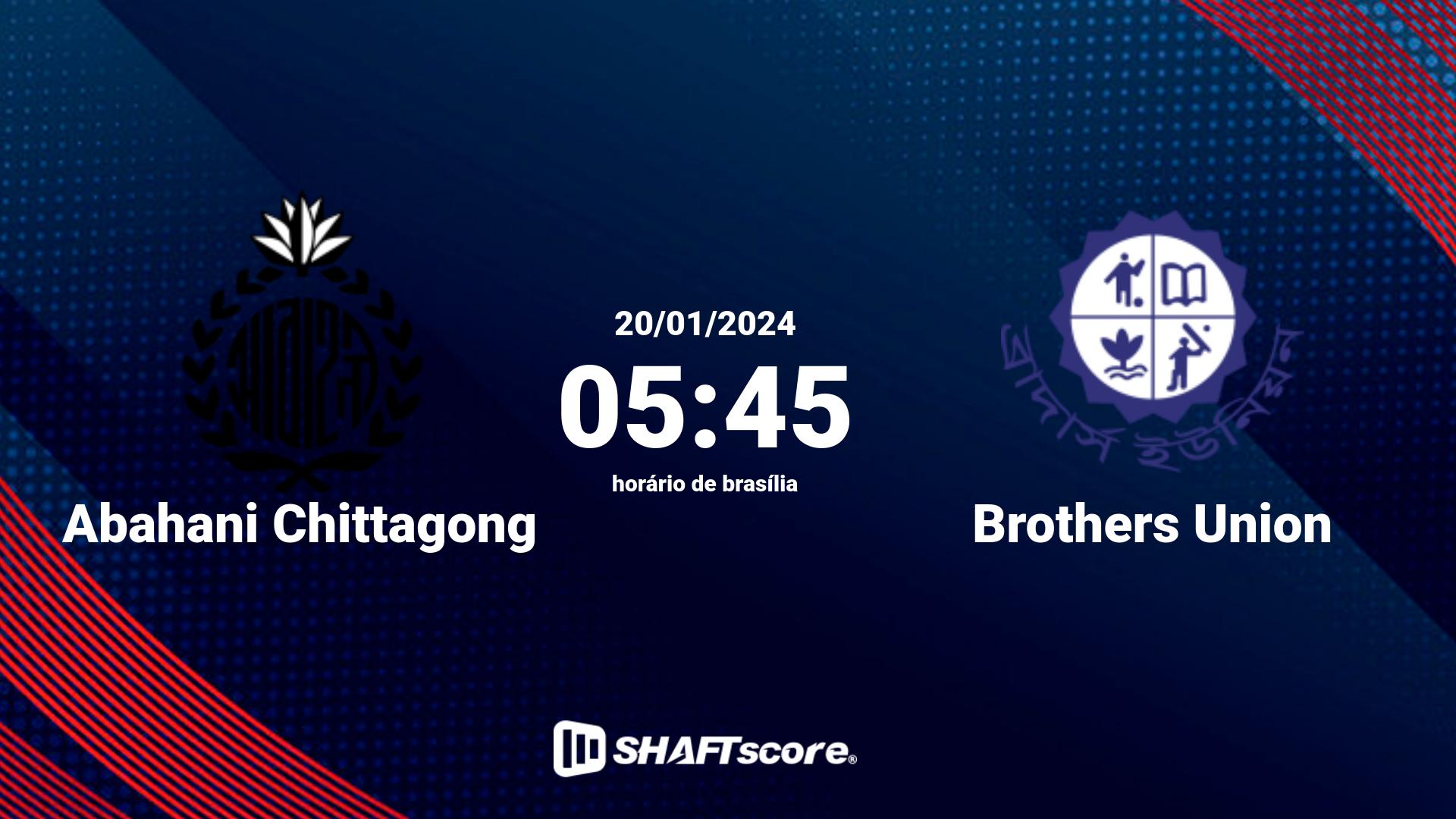 Estatísticas do jogo Abahani Chittagong vs Brothers Union 20.01 05:45