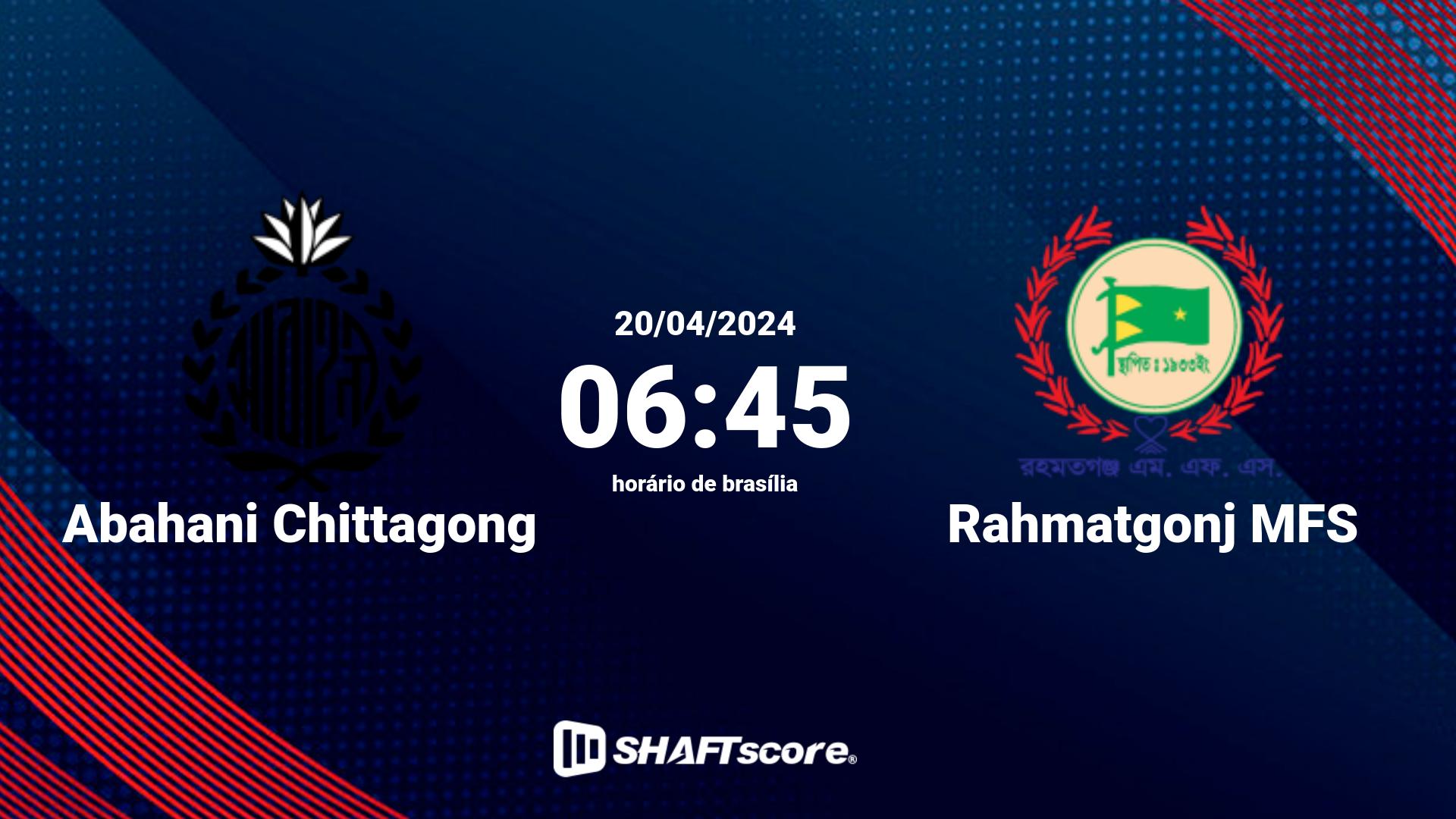 Estatísticas do jogo Abahani Chittagong vs Rahmatgonj MFS 20.04 06:45