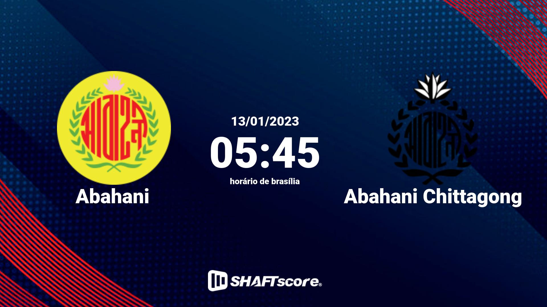 Estatísticas do jogo Abahani vs Abahani Chittagong 13.01 05:45