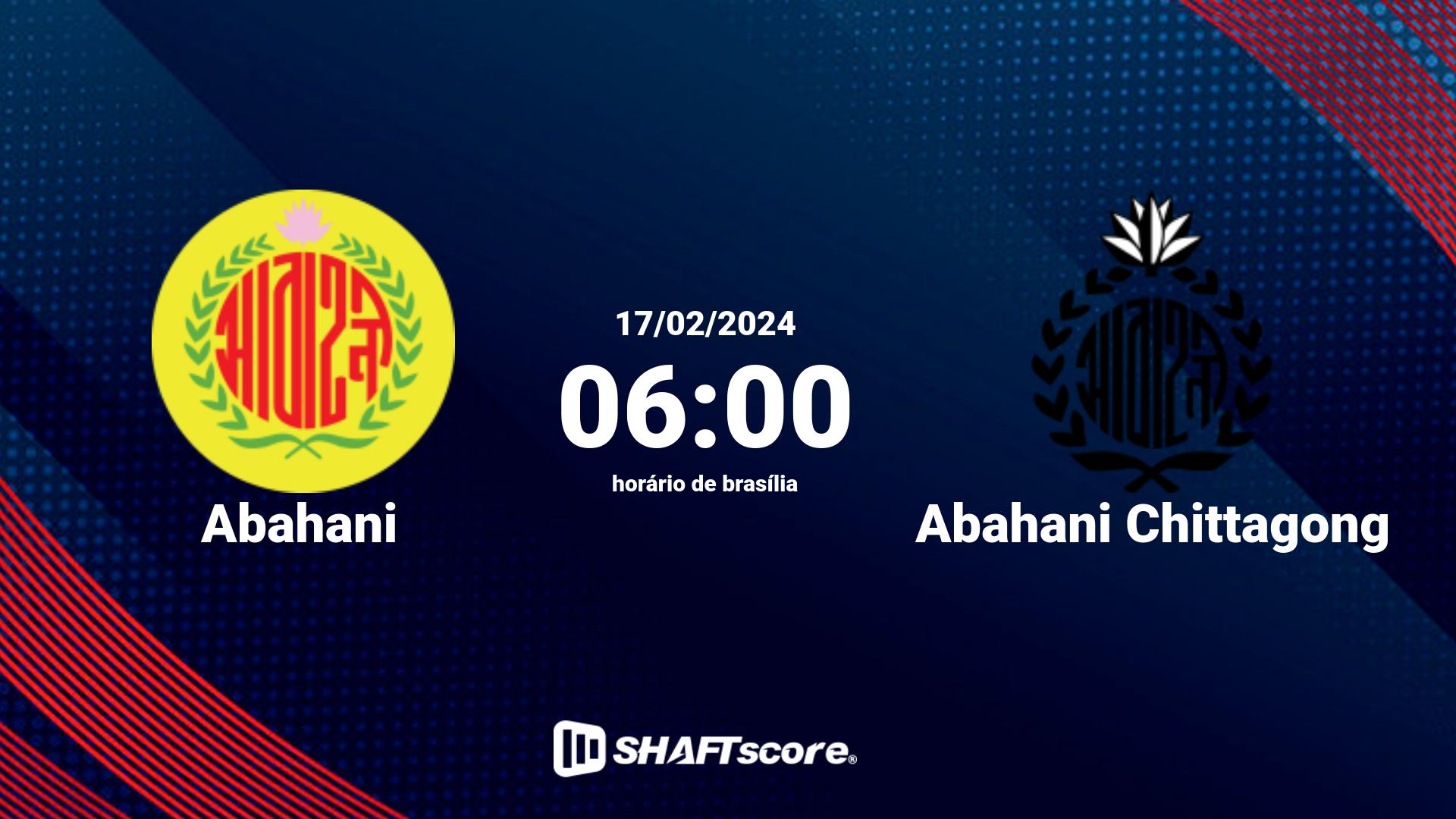 Estatísticas do jogo Abahani vs Abahani Chittagong 17.02 06:00