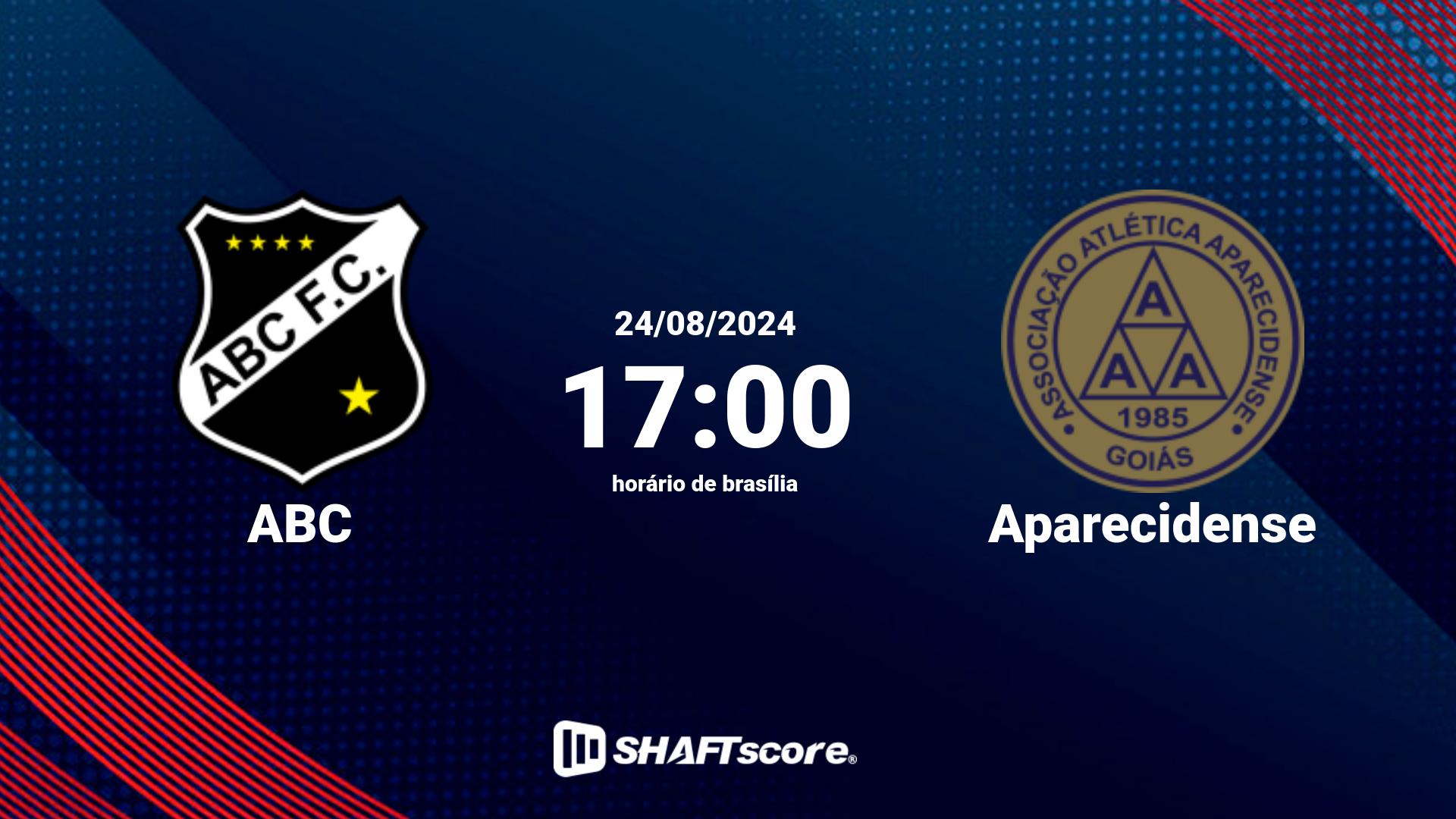 Estatísticas do jogo ABC vs Aparecidense 24.08 17:00