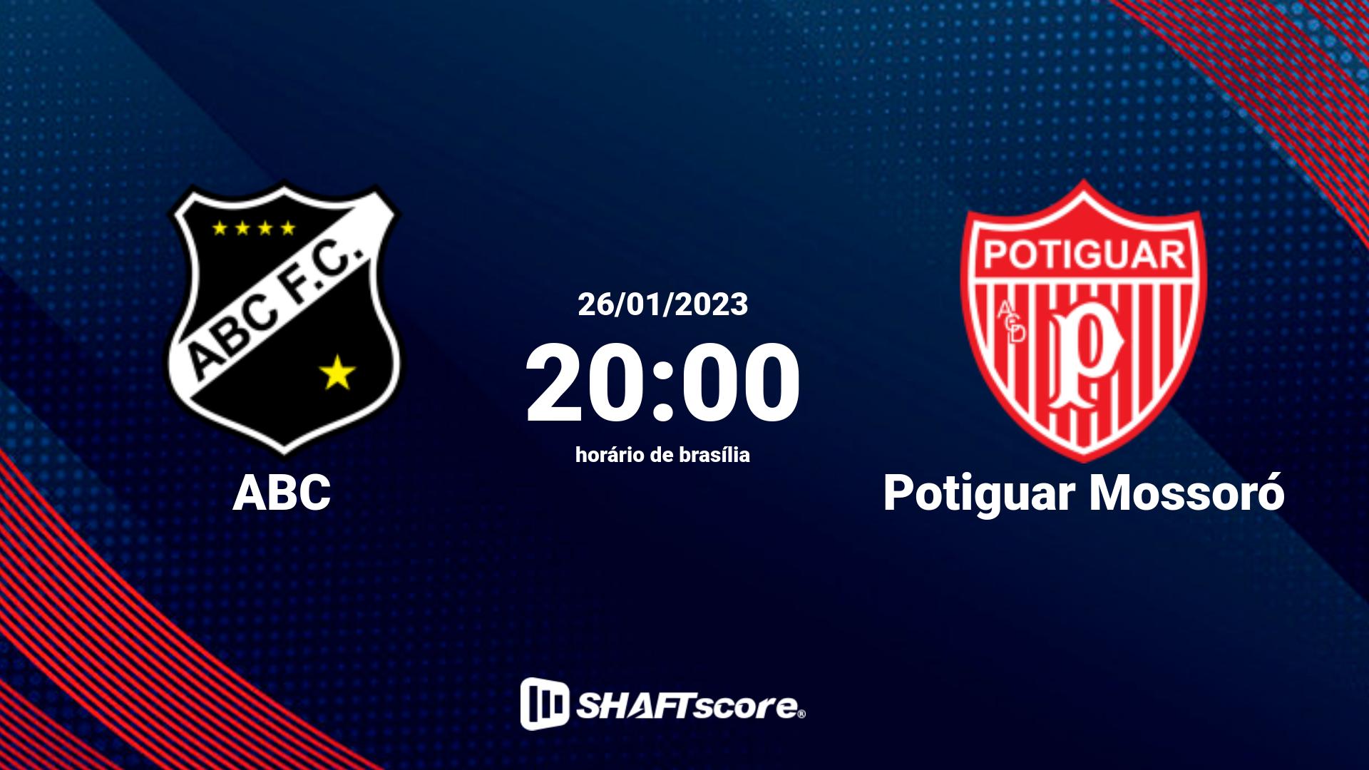 Estatísticas do jogo ABC vs Potiguar Mossoró 26.01 20:00