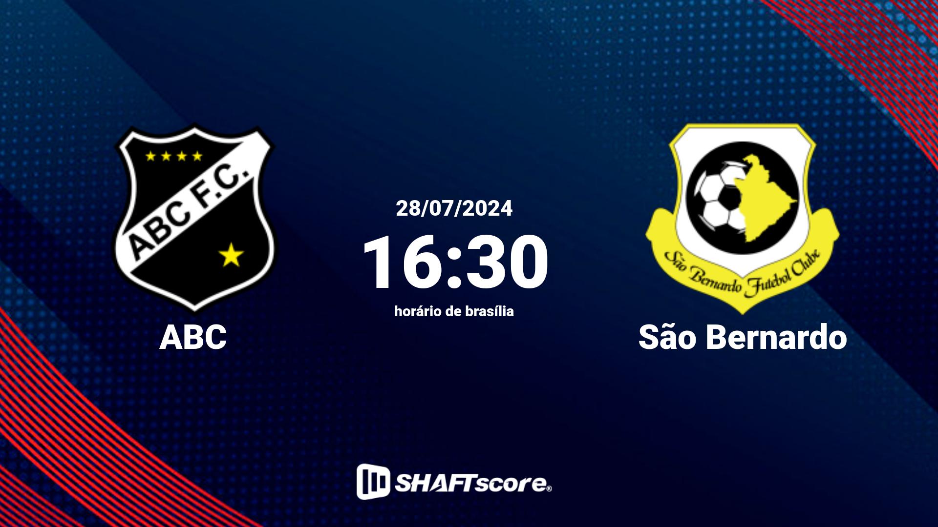 Estatísticas do jogo ABC vs São Bernardo 28.07 16:30