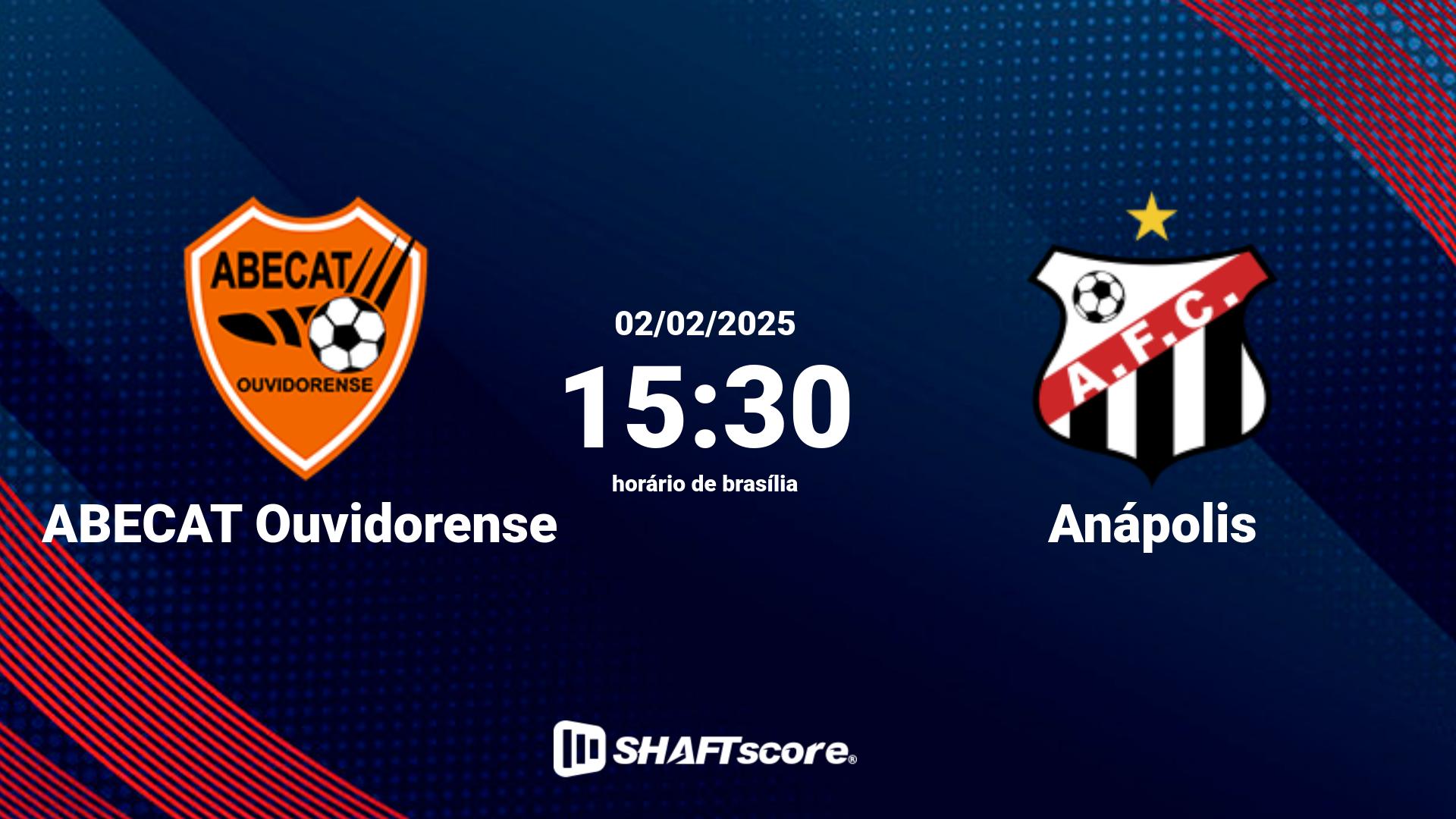 Estatísticas do jogo ABECAT Ouvidorense vs Anápolis 02.02 15:30