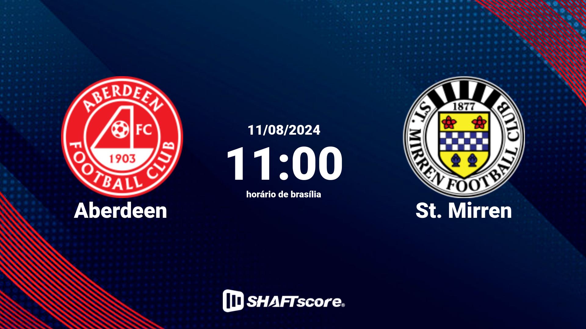 Estatísticas do jogo Aberdeen vs St. Mirren 11.08 11:00