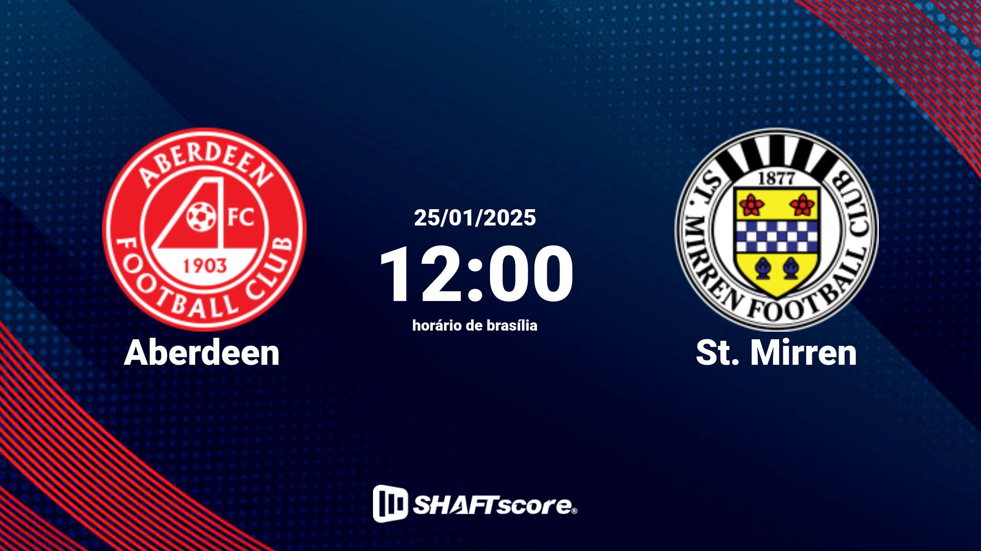 Estatísticas do jogo Aberdeen vs St. Mirren 25.01 12:00