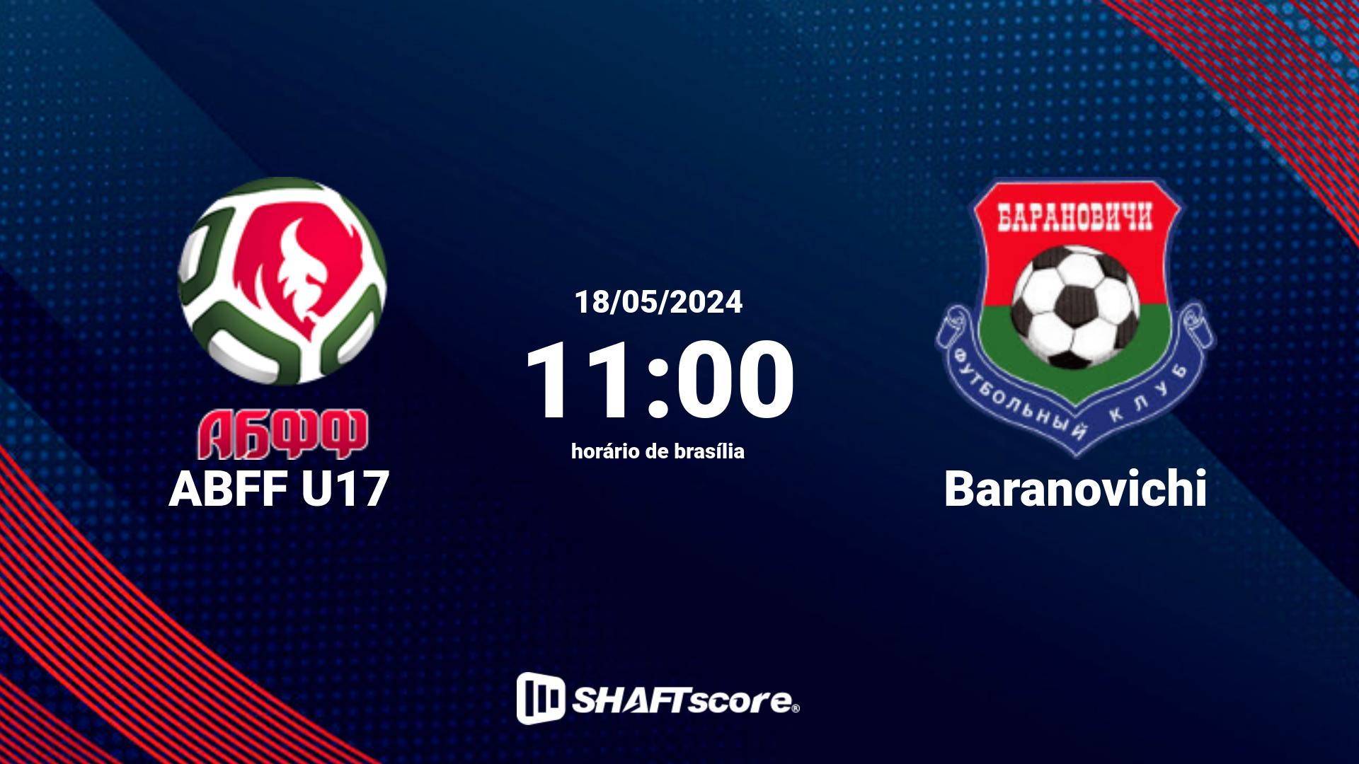 Estatísticas do jogo ABFF U17 vs Baranovichi 18.05 11:00