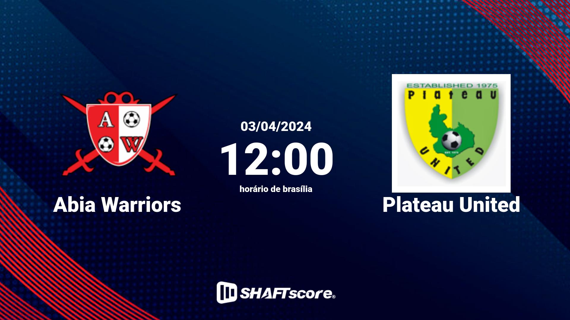 Estatísticas do jogo Abia Warriors vs Plateau United 03.04 12:00