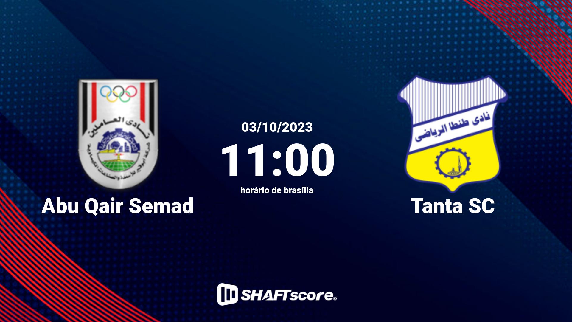 Estatísticas do jogo Abu Qair Semad vs Tanta SC 03.10 11:00