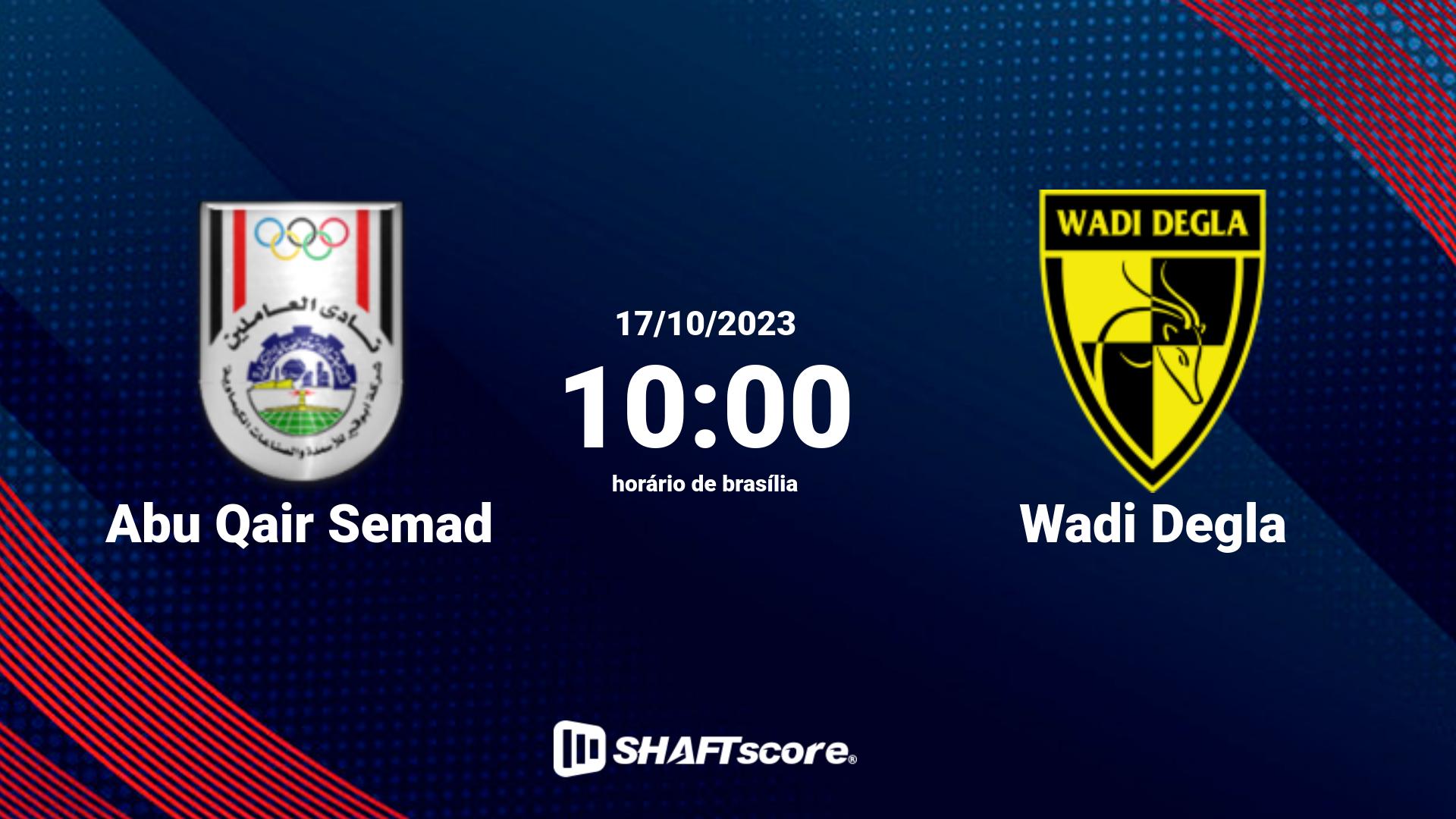 Estatísticas do jogo Abu Qair Semad vs Wadi Degla 17.10 10:00