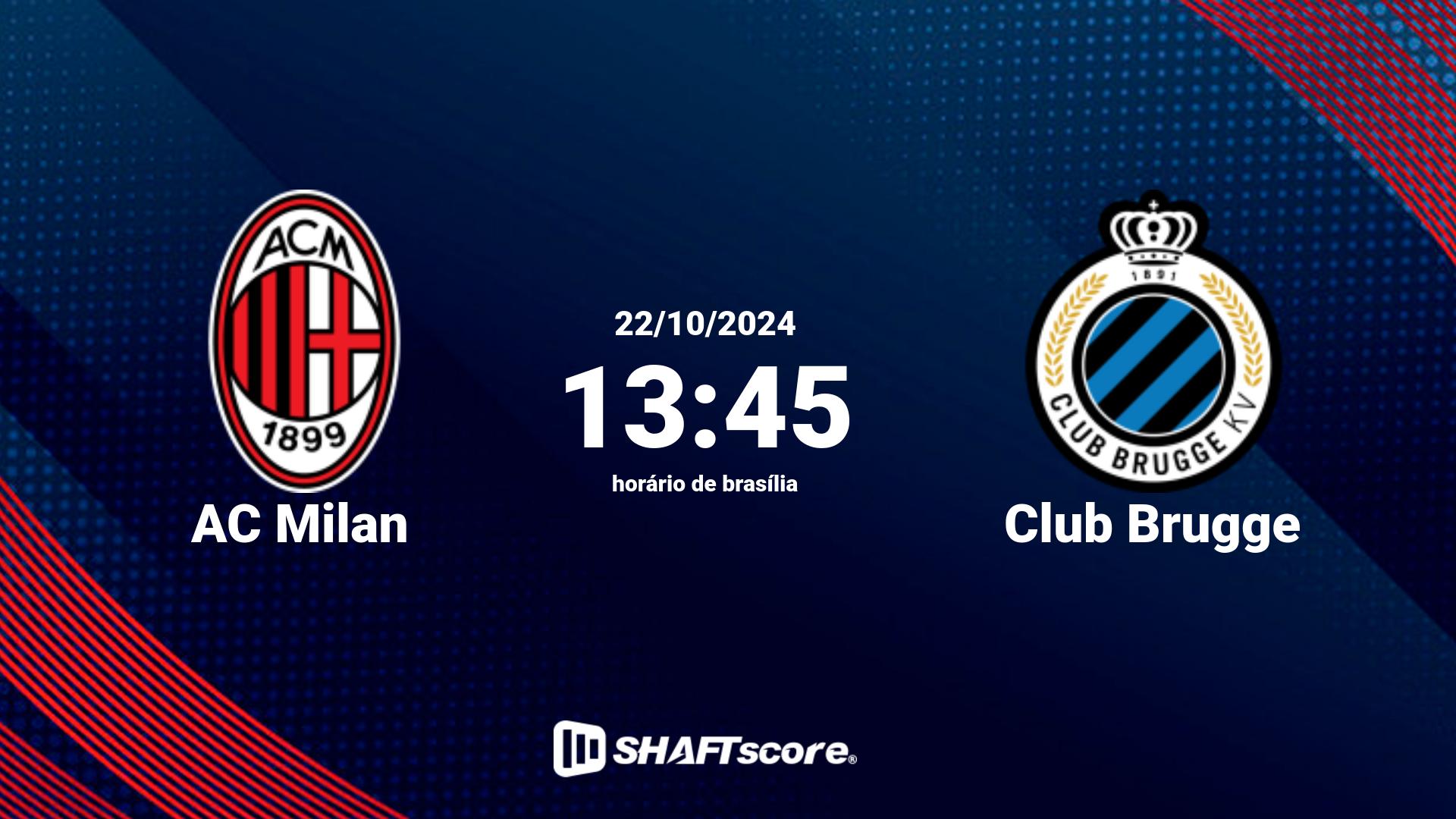 Estatísticas do jogo AC Milan vs Club Brugge 22.10 13:45