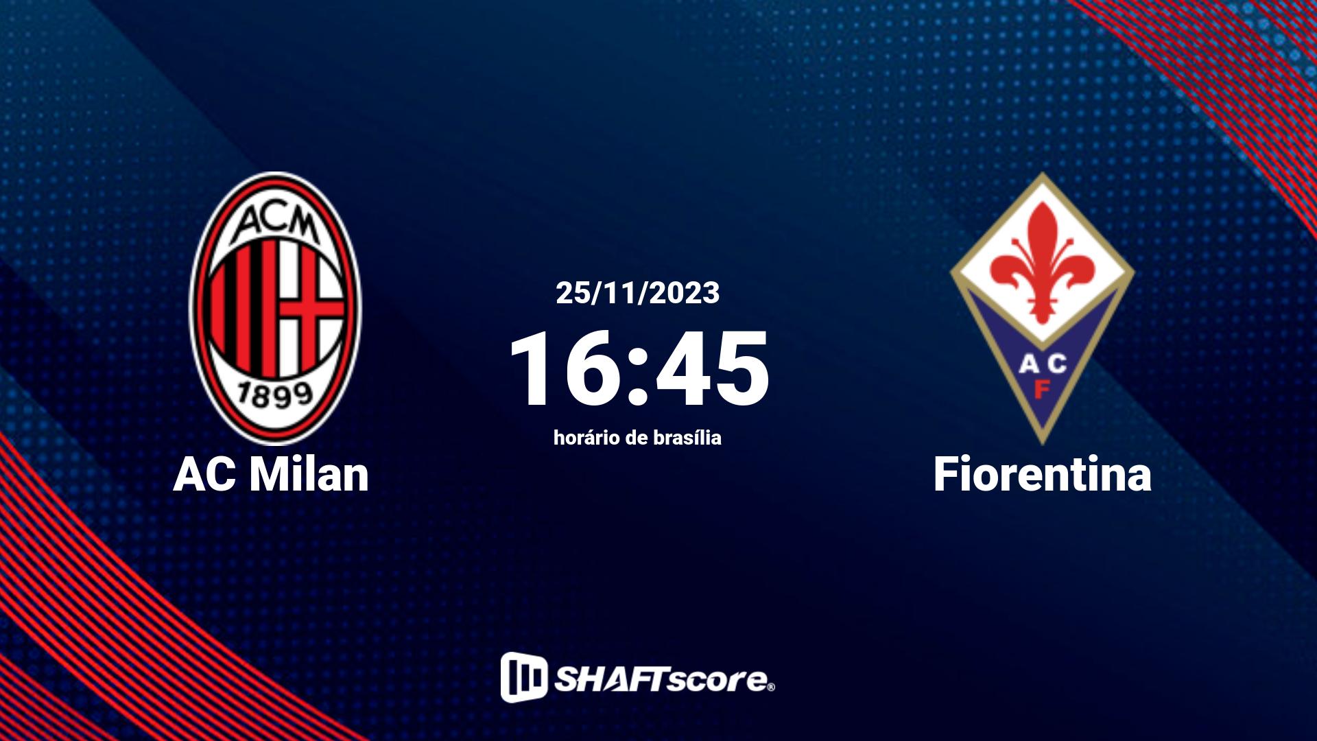 Estatísticas do jogo AC Milan vs Fiorentina 25.11 16:45