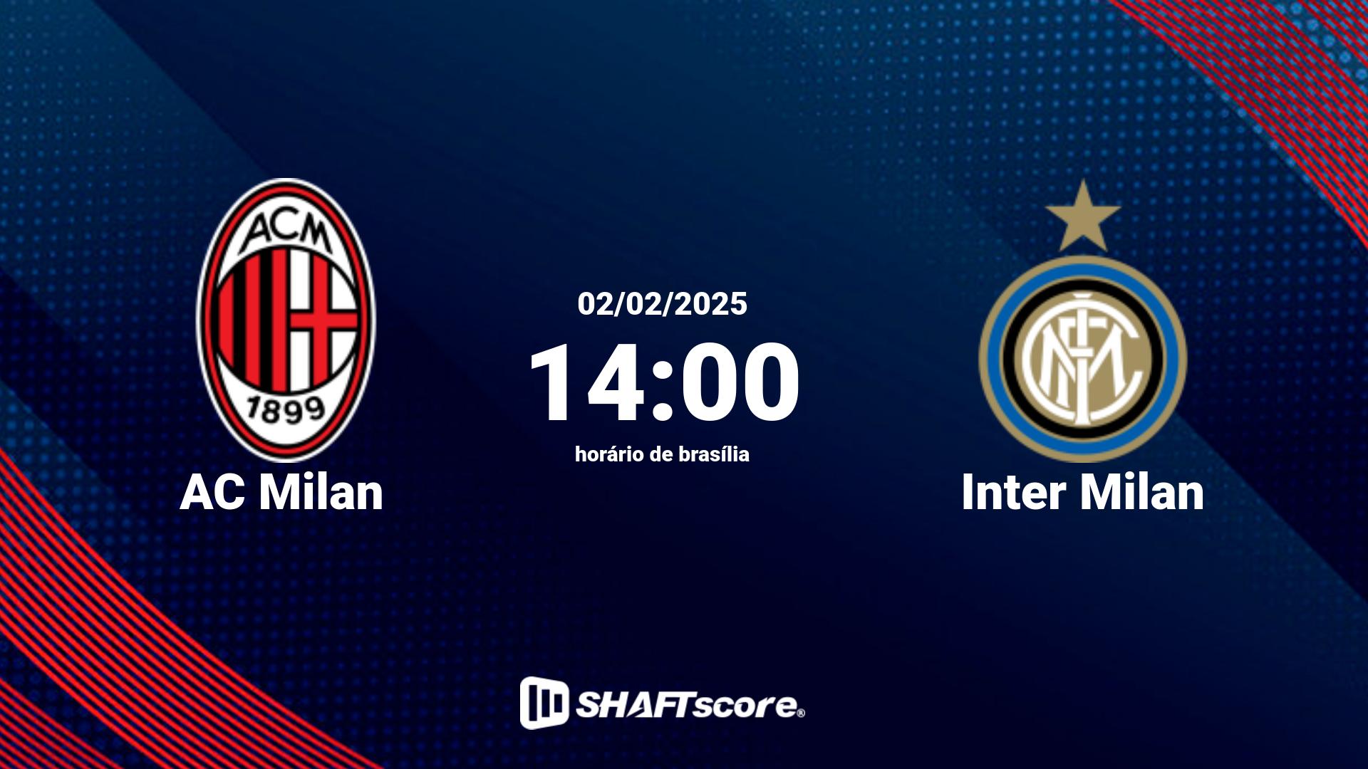 Estatísticas do jogo AC Milan vs Inter Milan 02.02 14:00