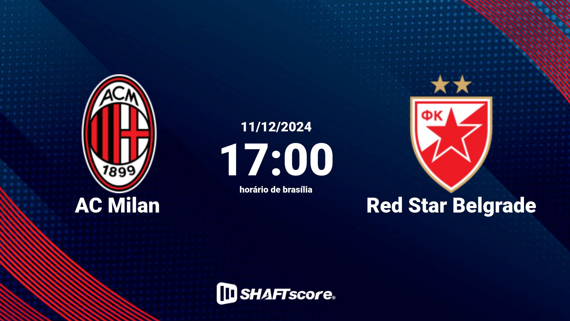 Estatísticas do jogo AC Milan vs Red Star Belgrade 11.12 17:00