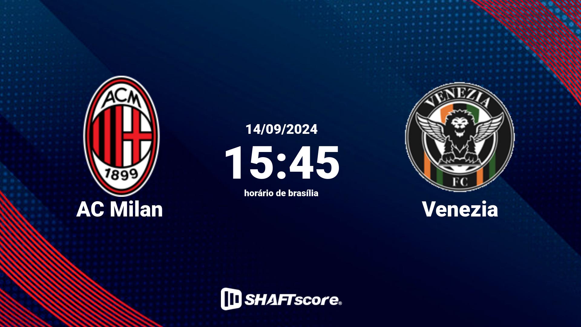 Estatísticas do jogo AC Milan vs Venezia 14.09 15:45