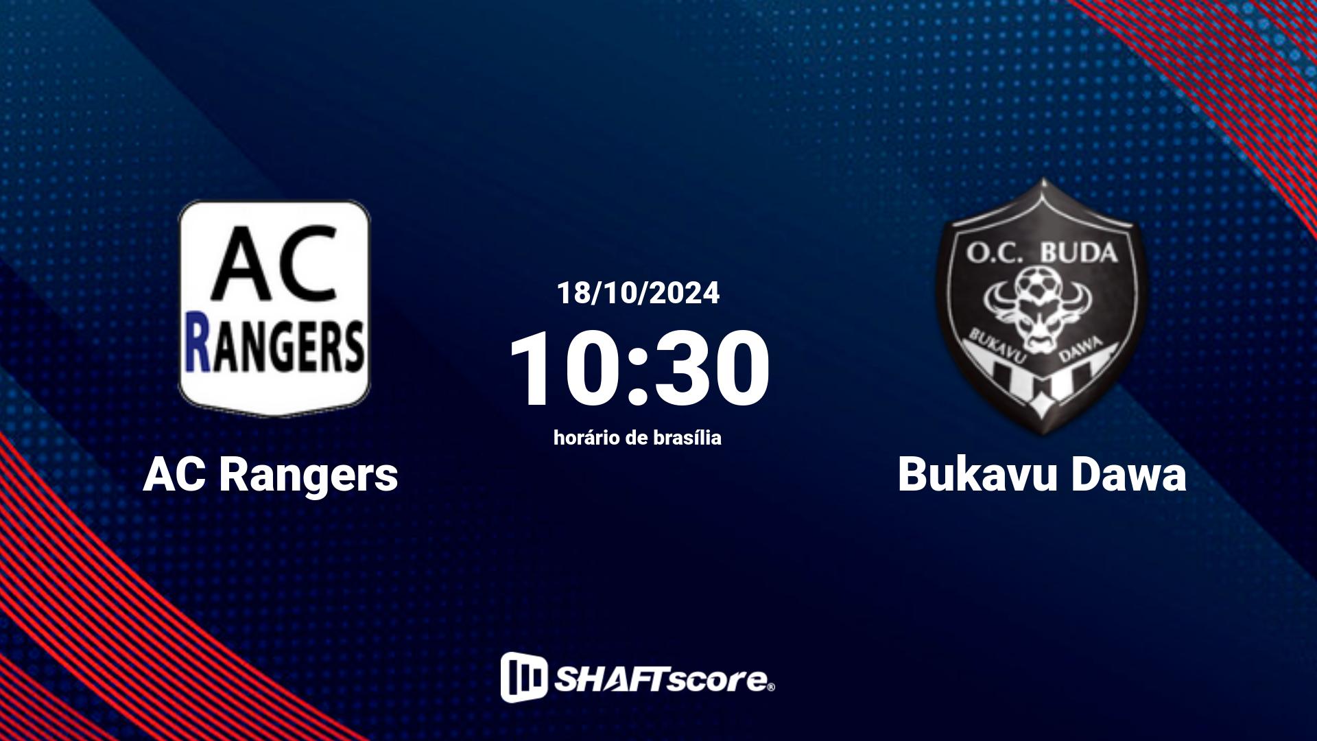 Estatísticas do jogo AC Rangers vs Bukavu Dawa 18.10 10:30