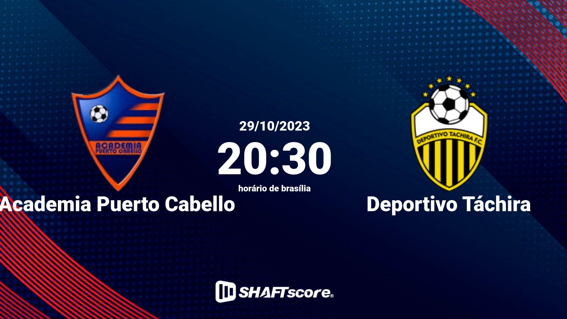 Estatísticas do jogo Academia Puerto Cabello vs Deportivo Táchira 29.10 20:30