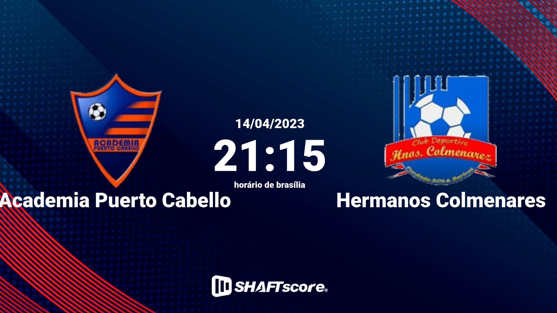 Estatísticas do jogo Academia Puerto Cabello vs Hermanos Colmenares 14.04 21:15