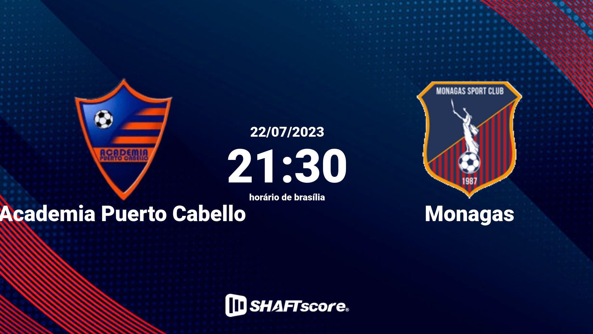 Estatísticas do jogo Academia Puerto Cabello vs Monagas 22.07 21:30