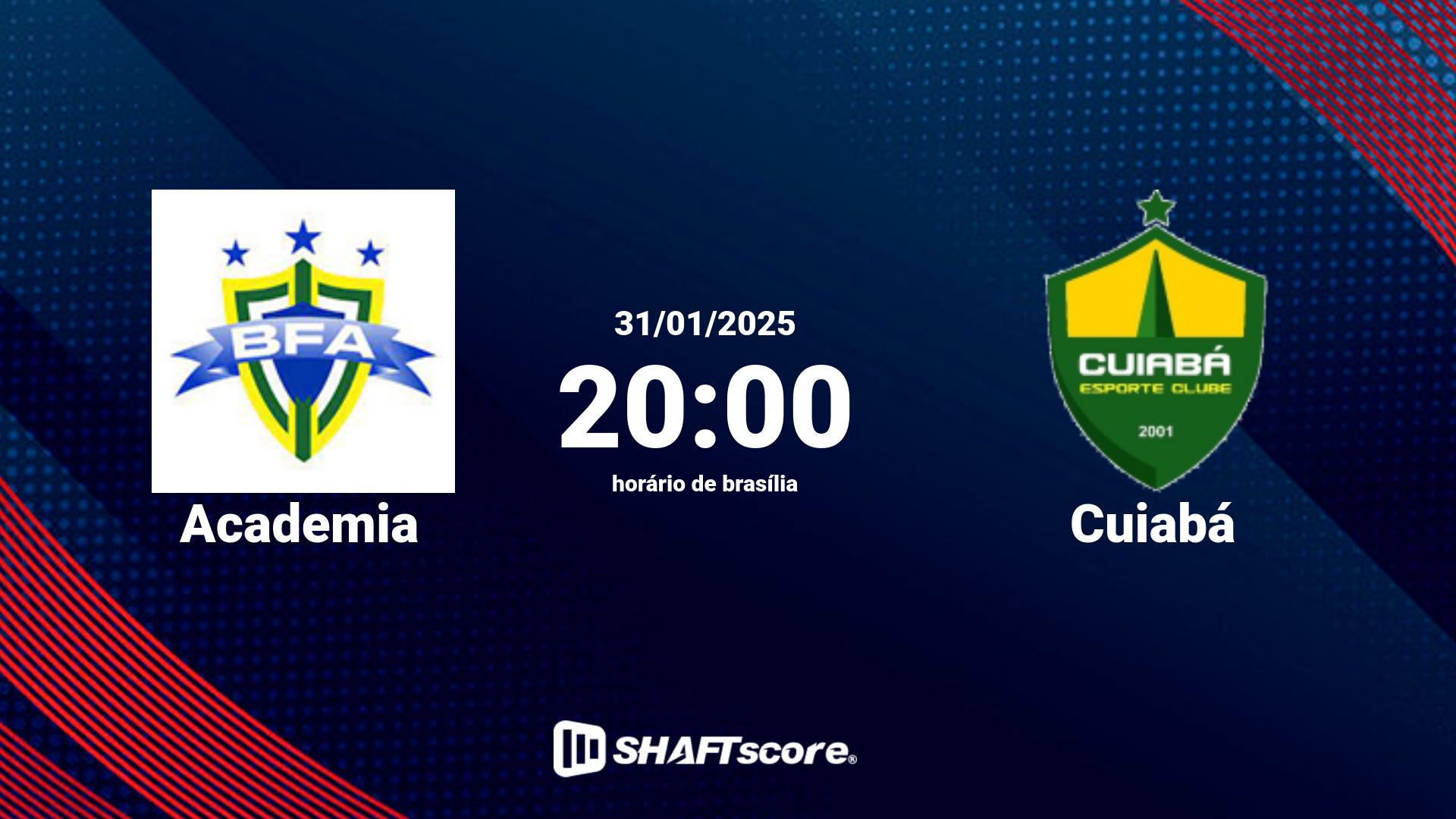 Estatísticas do jogo Academia vs Cuiabá 31.01 20:00