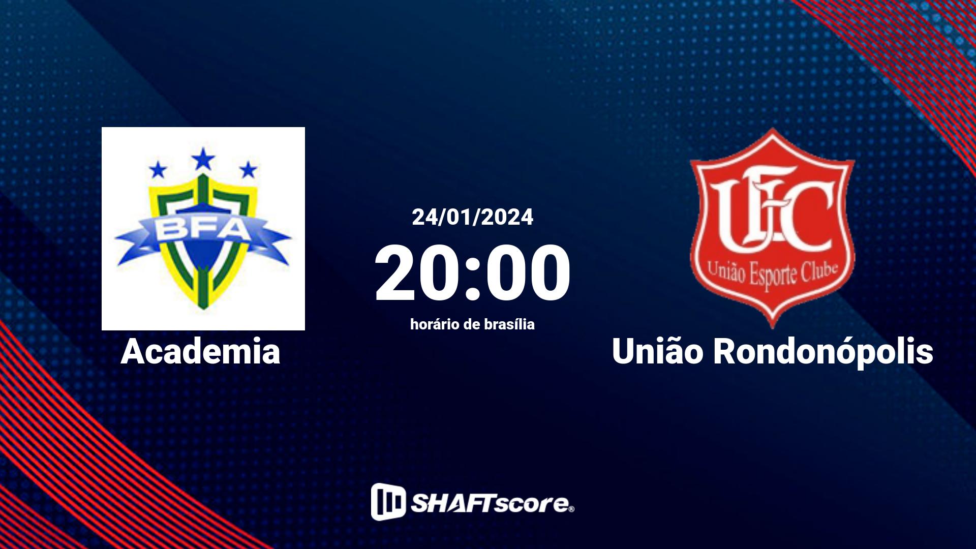 Estatísticas do jogo Academia vs União Rondonópolis 24.01 20:00