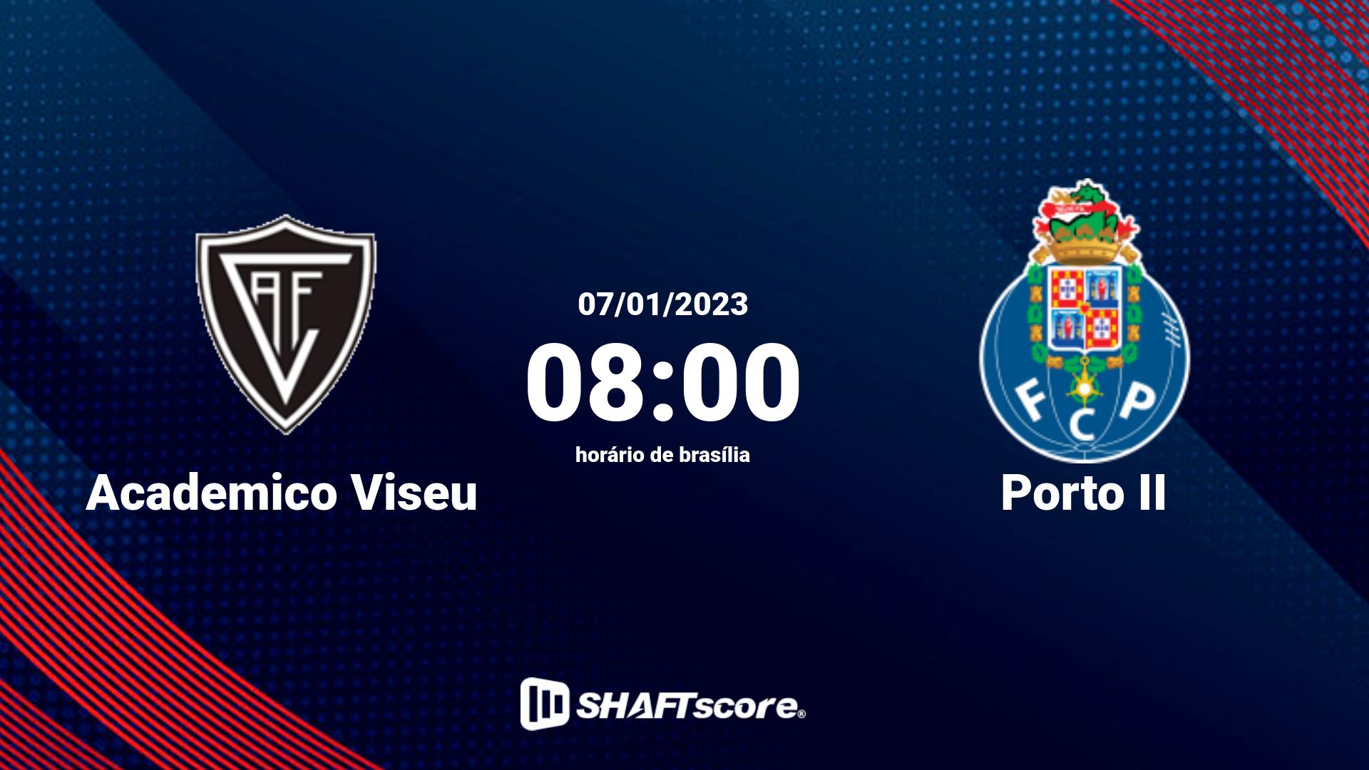 Estatísticas do jogo Academico Viseu vs Porto II 07.01 08:00