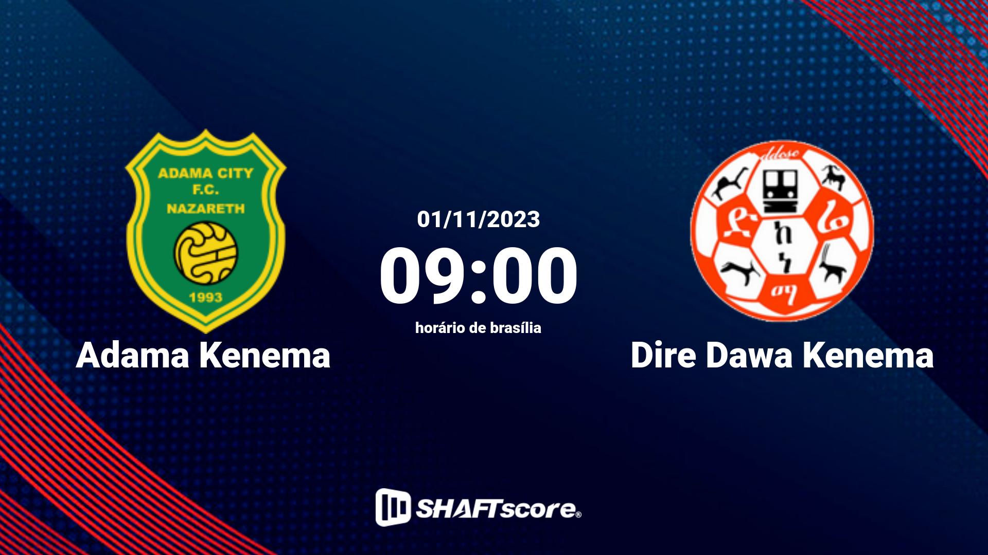 Estatísticas do jogo Adama Kenema vs Dire Dawa Kenema 01.11 09:00