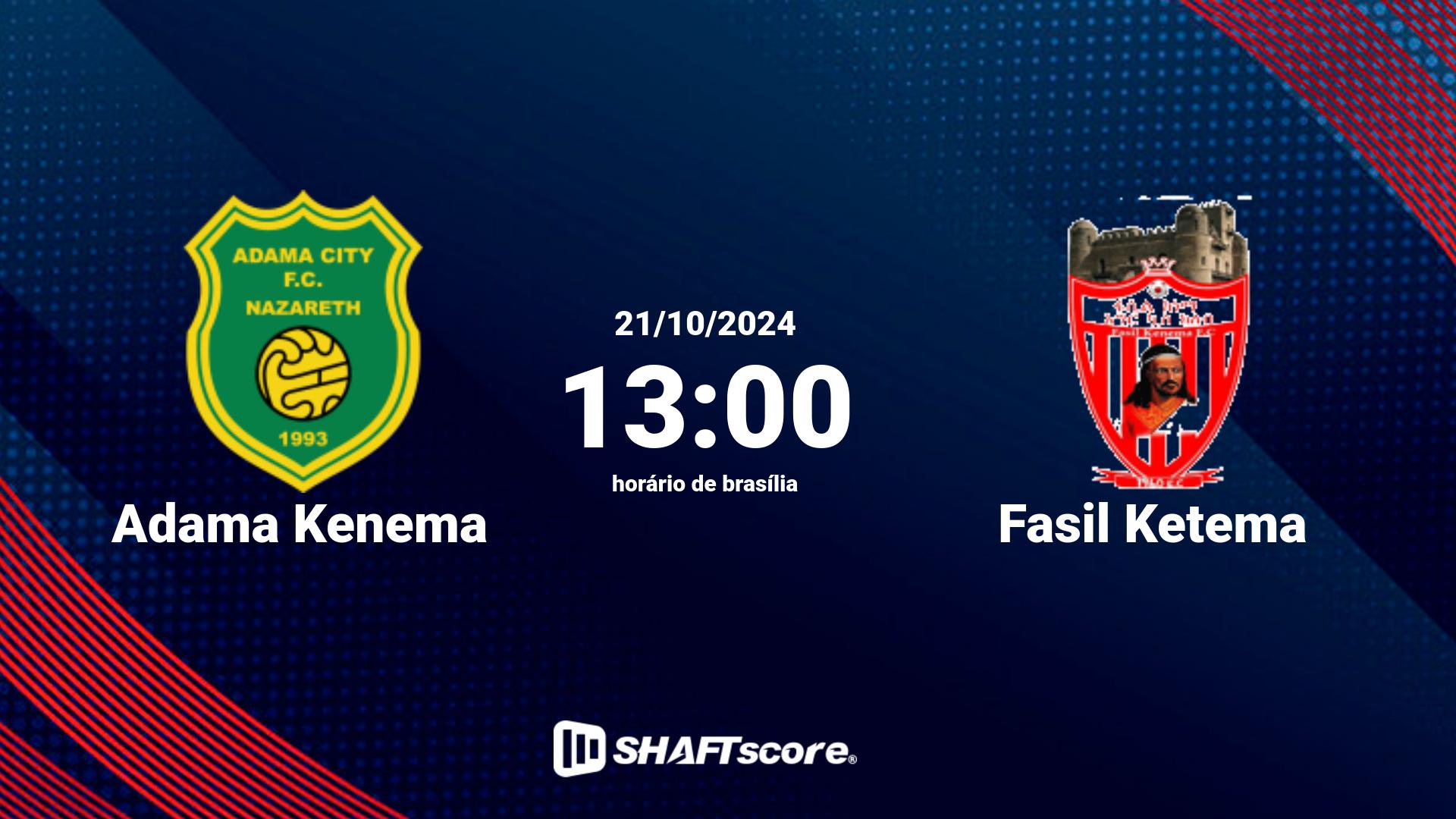 Estatísticas do jogo Adama Kenema vs Fasil Ketema 21.10 13:00