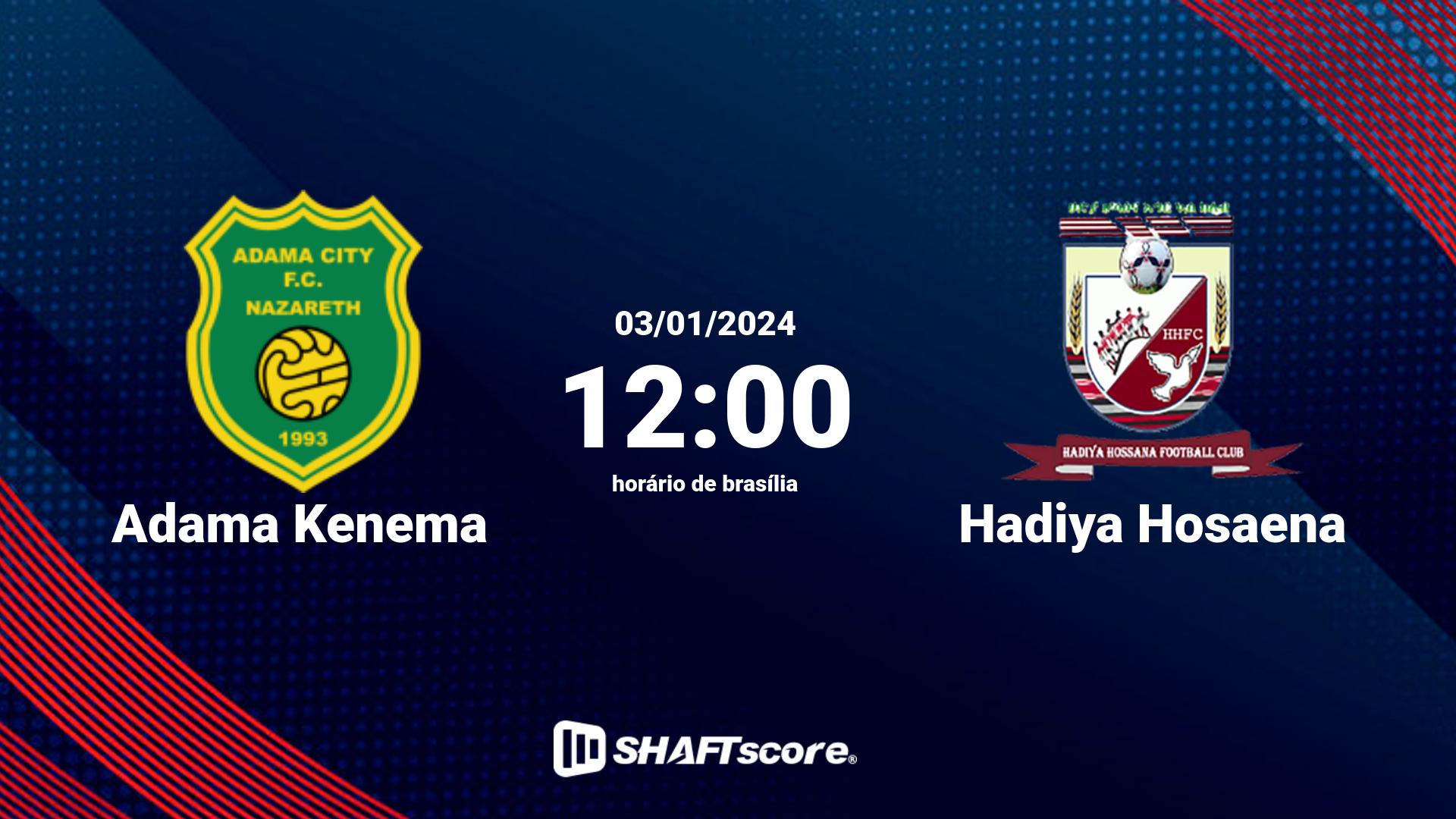 Estatísticas do jogo Adama Kenema vs Hadiya Hosaena 03.01 12:00