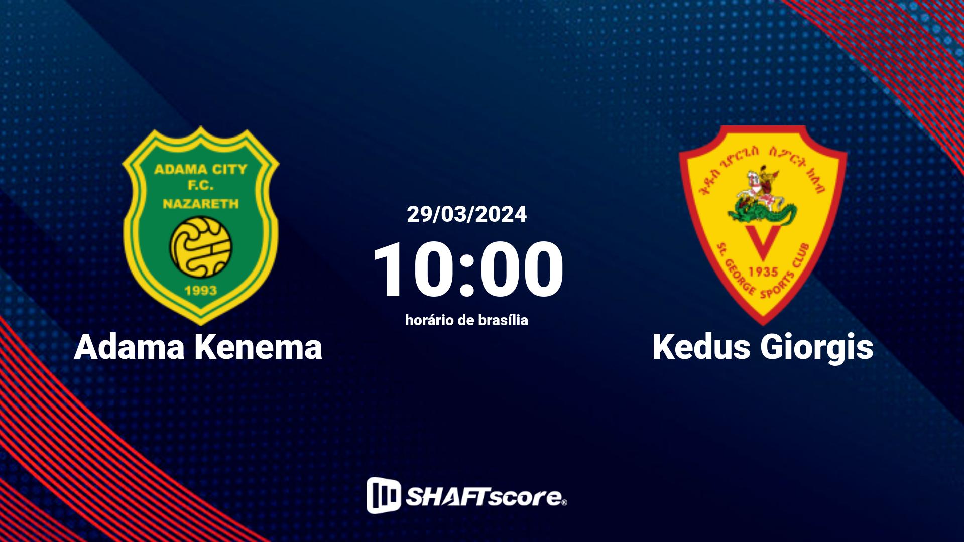Estatísticas do jogo Adama Kenema vs Kedus Giorgis 29.03 10:00
