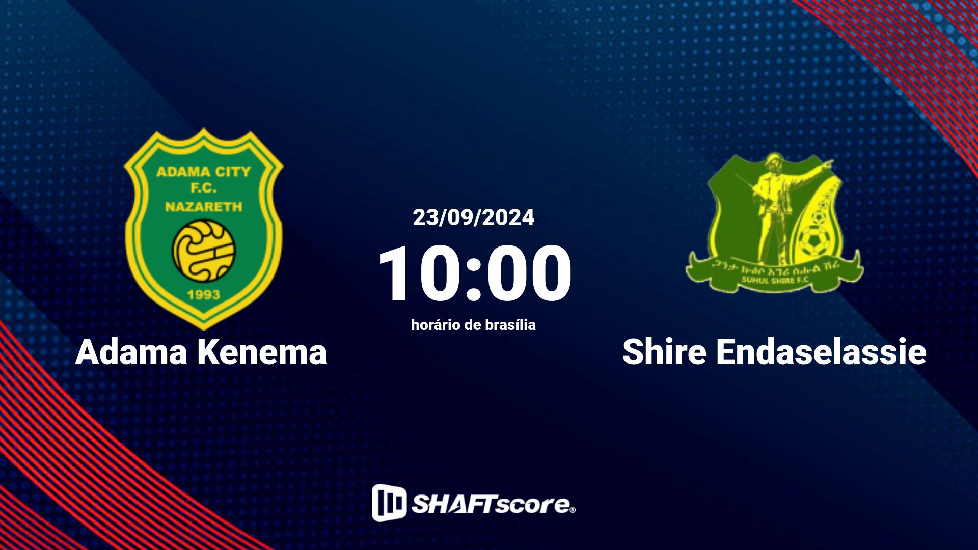 Estatísticas do jogo Adama Kenema vs Shire Endaselassie 23.09 10:00