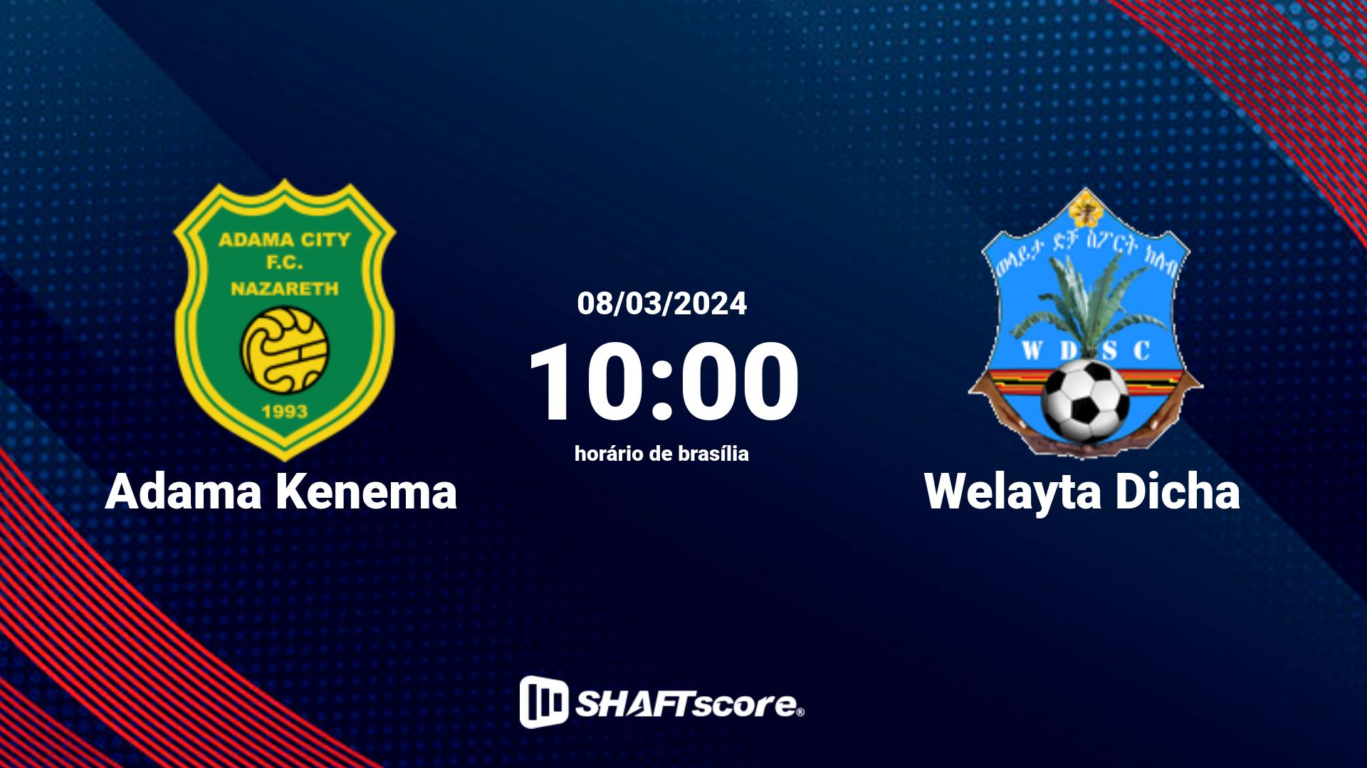 Estatísticas do jogo Adama Kenema vs Welayta Dicha 08.03 10:00