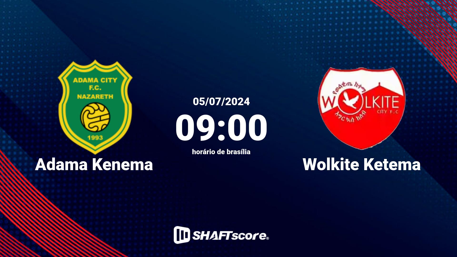 Estatísticas do jogo Adama Kenema vs Wolkite Ketema 05.07 09:00