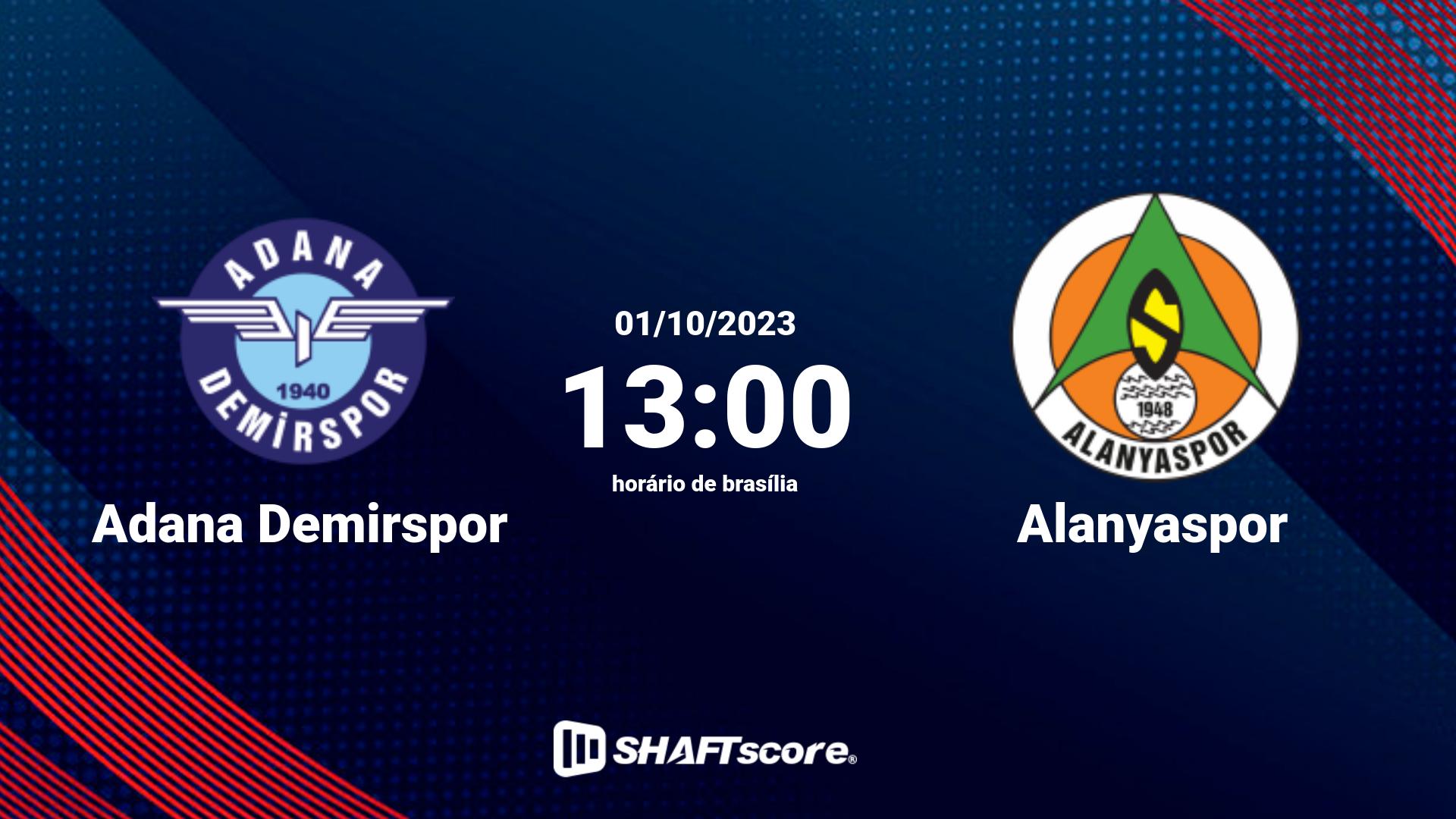 Estatísticas do jogo Adana Demirspor vs Alanyaspor 01.10 13:00