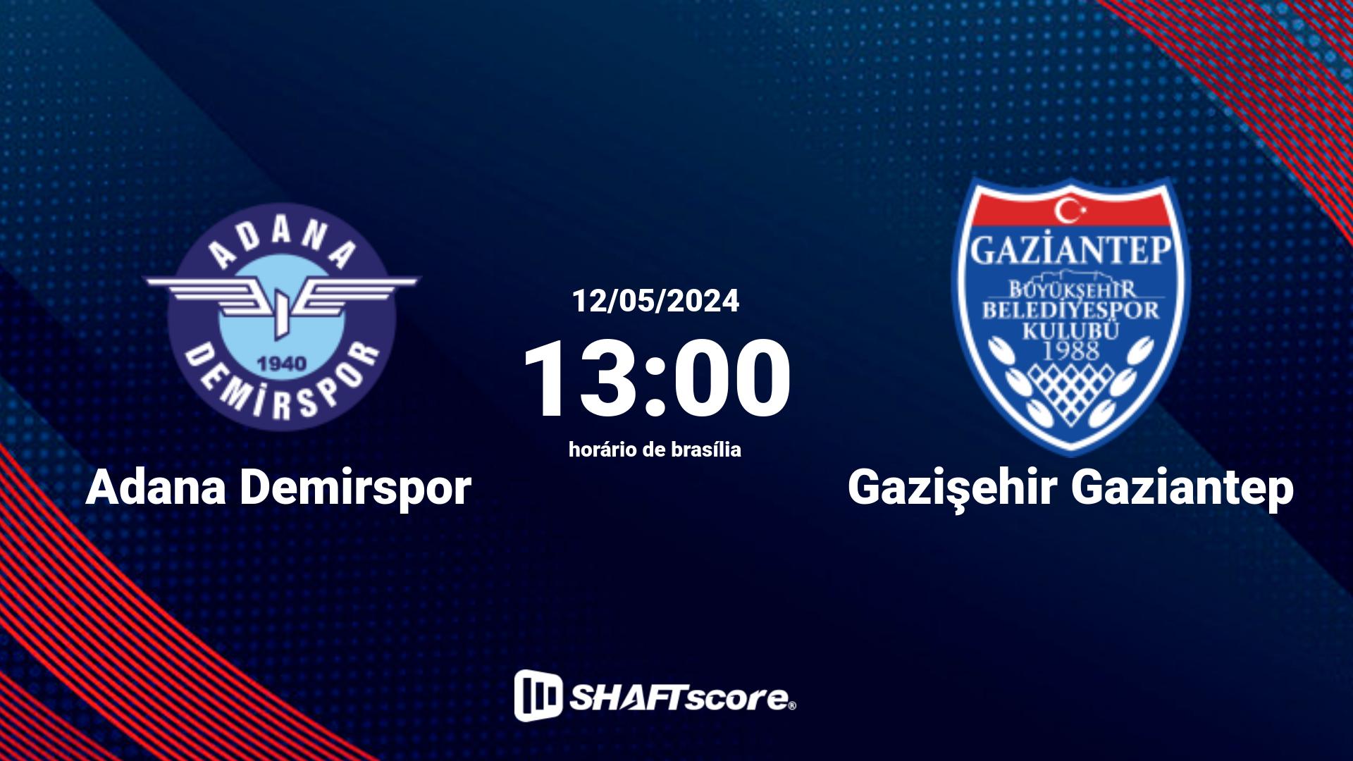 Estatísticas do jogo Adana Demirspor vs Gazişehir Gaziantep 12.05 13:00